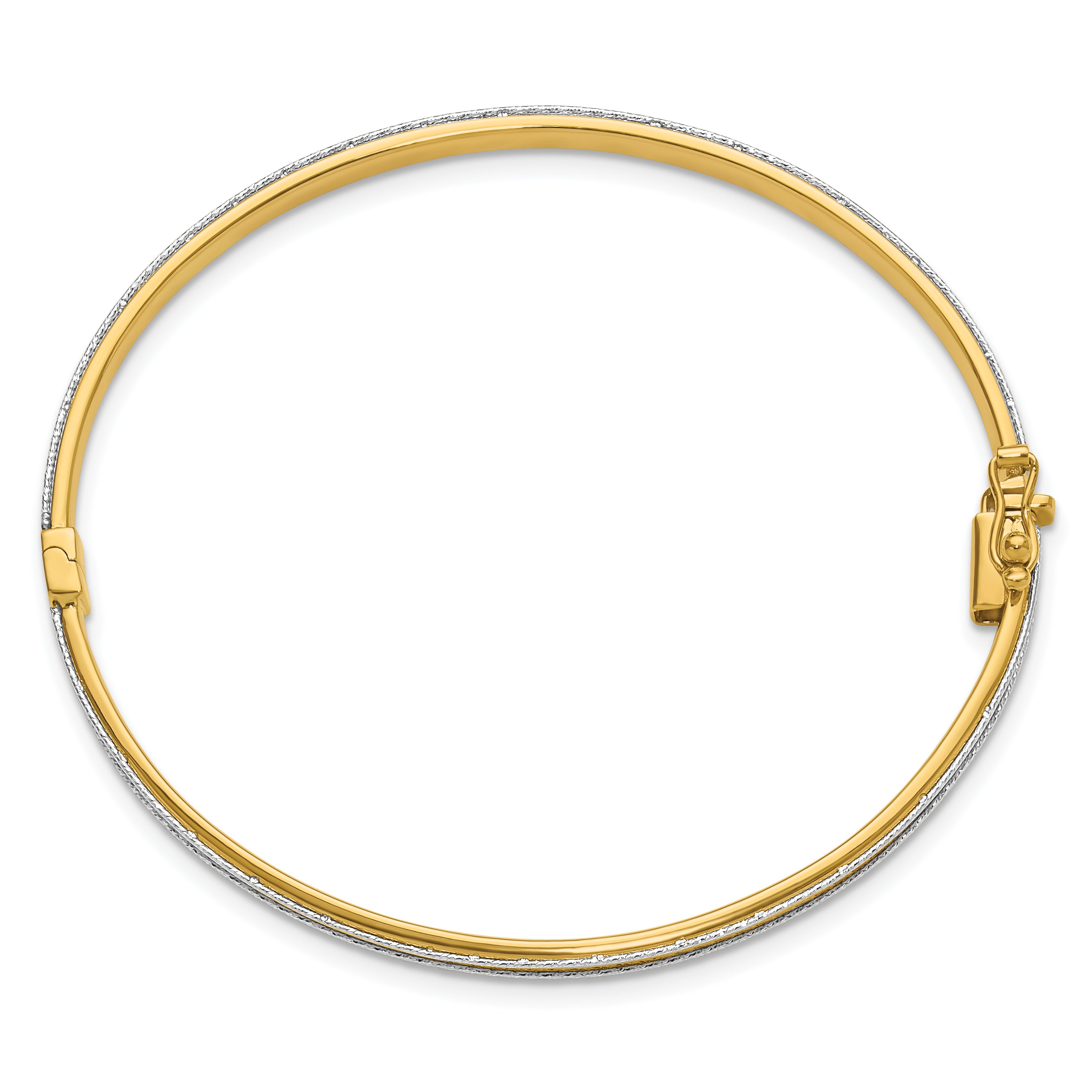 14K Two-tone Polished and D/C Hinged Bangle Secondary image