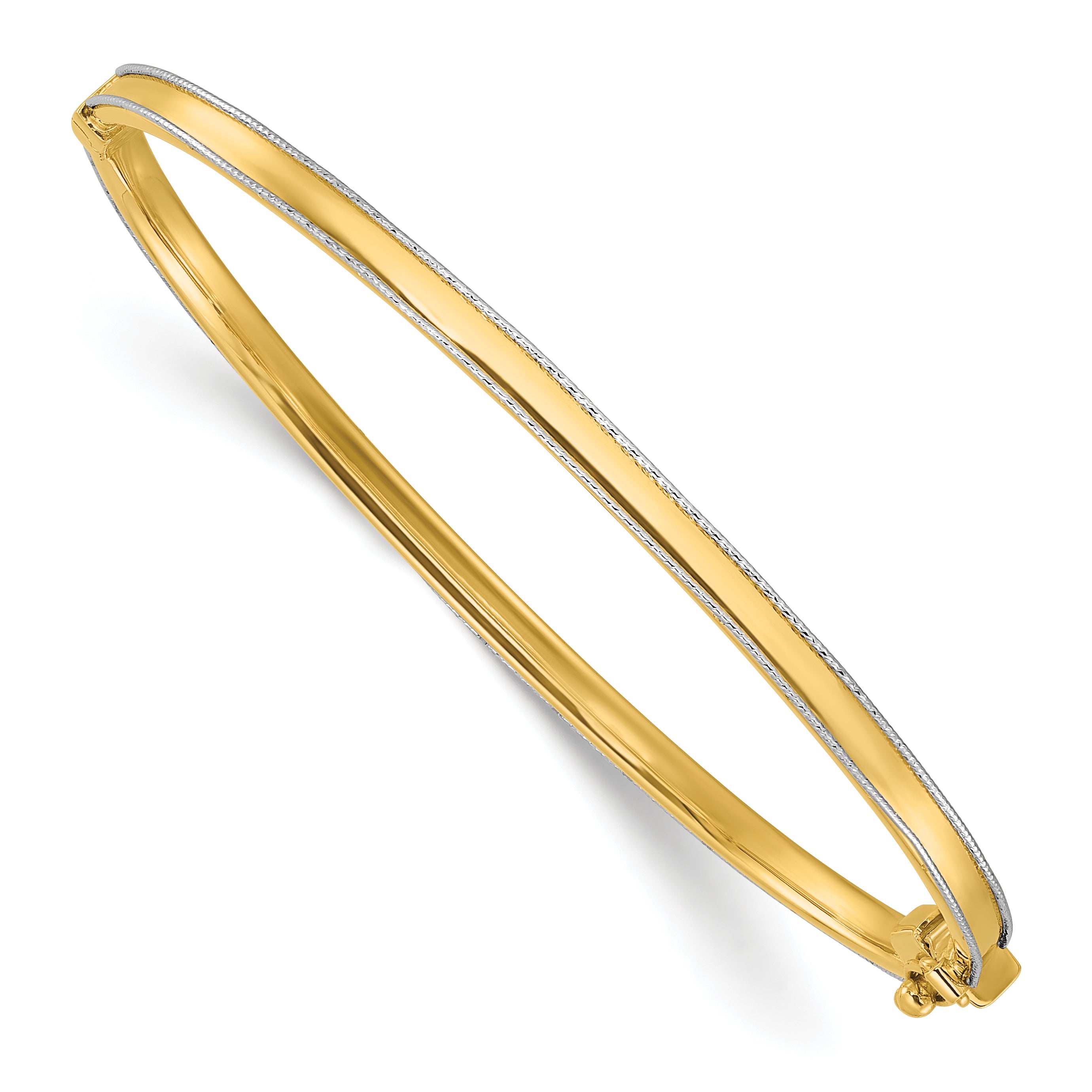 14K Two-tone Polished and D/C Hinged Bangle Main image