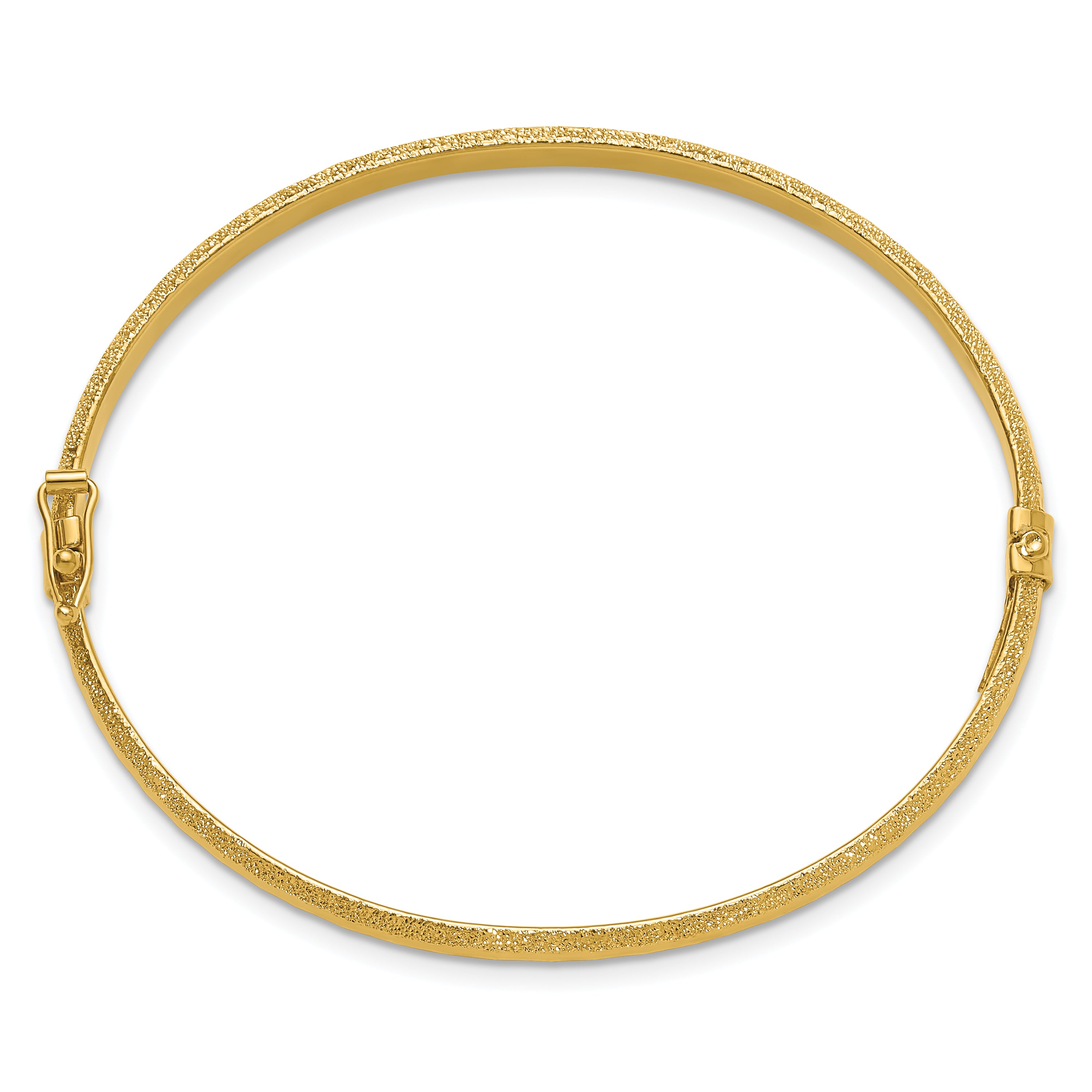 14K Polished/Textured and Diamond-cut Hinged Bangle Secondary image