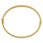 14K Polished/Textured and Diamond-cut Hinged Bangle