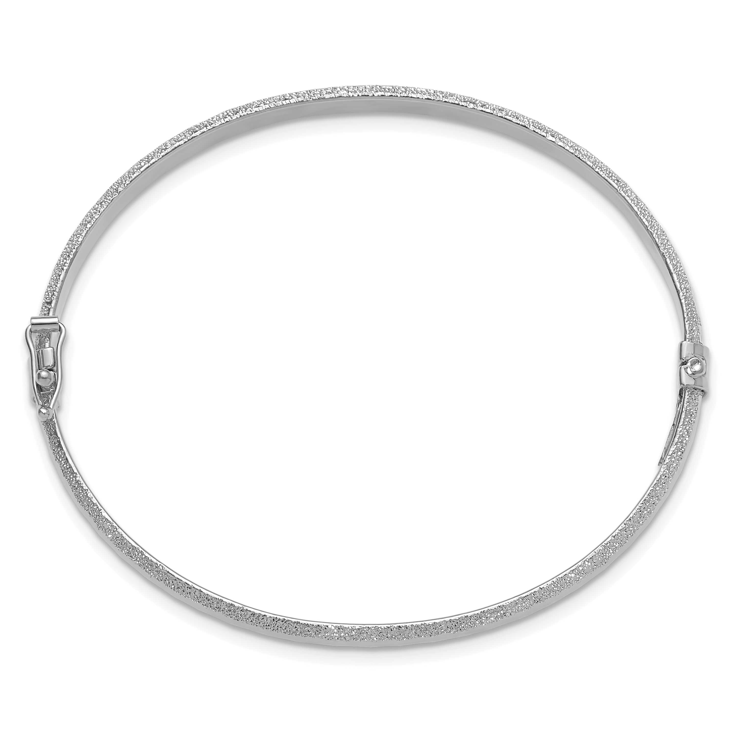 14K w/Wht RH-plat Polish/Textured/Dia-cut Hinged Bangle Secondary image