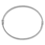 14K w/Wht RH-plat Polish/Textured/Dia-cut Hinged Bangle