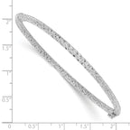 14K w/RH-plat Polish/Texture/Dia-cut Twist Hinged Bangle