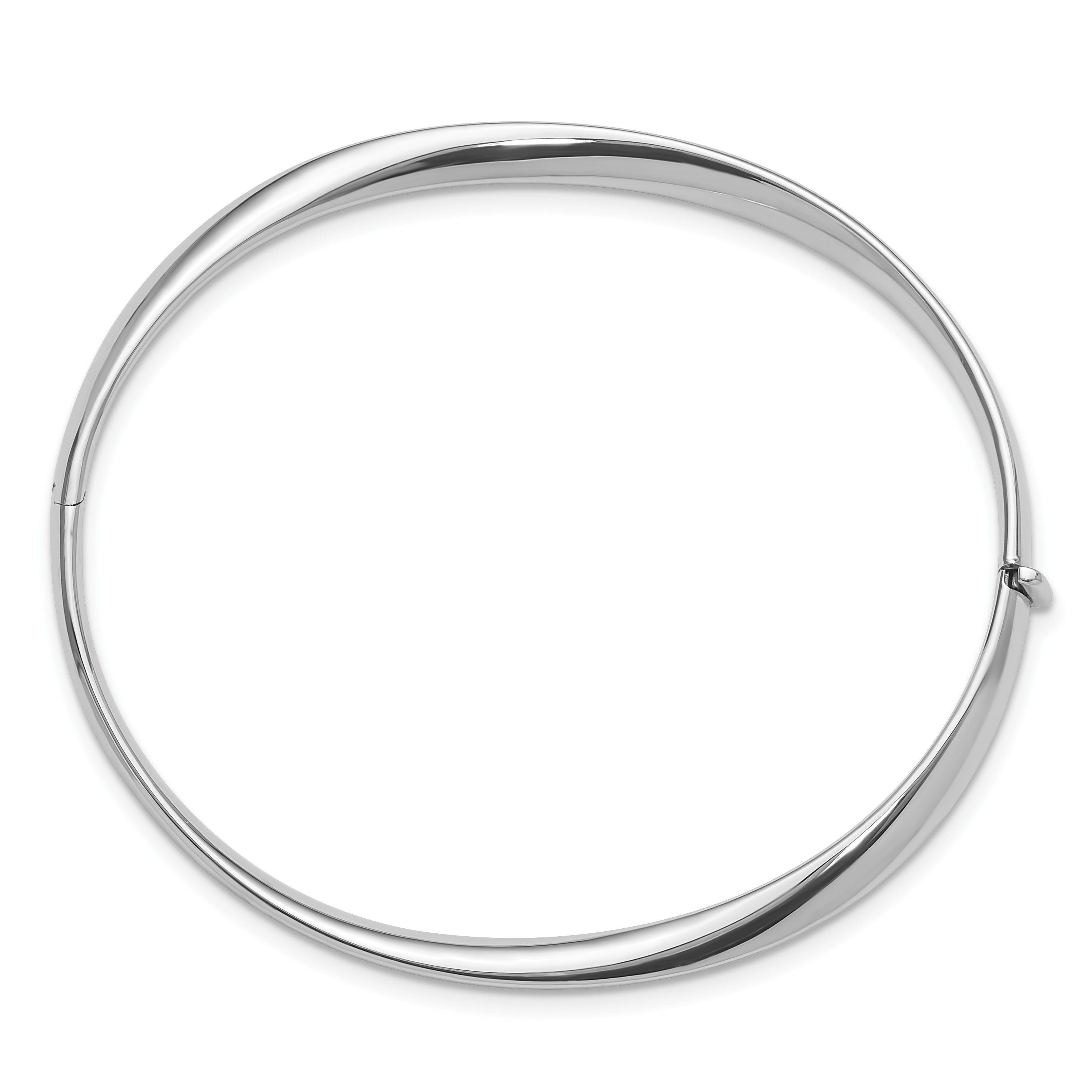 14k White Gold Polished Twisted Hinged Bangle Bracelet Secondary image