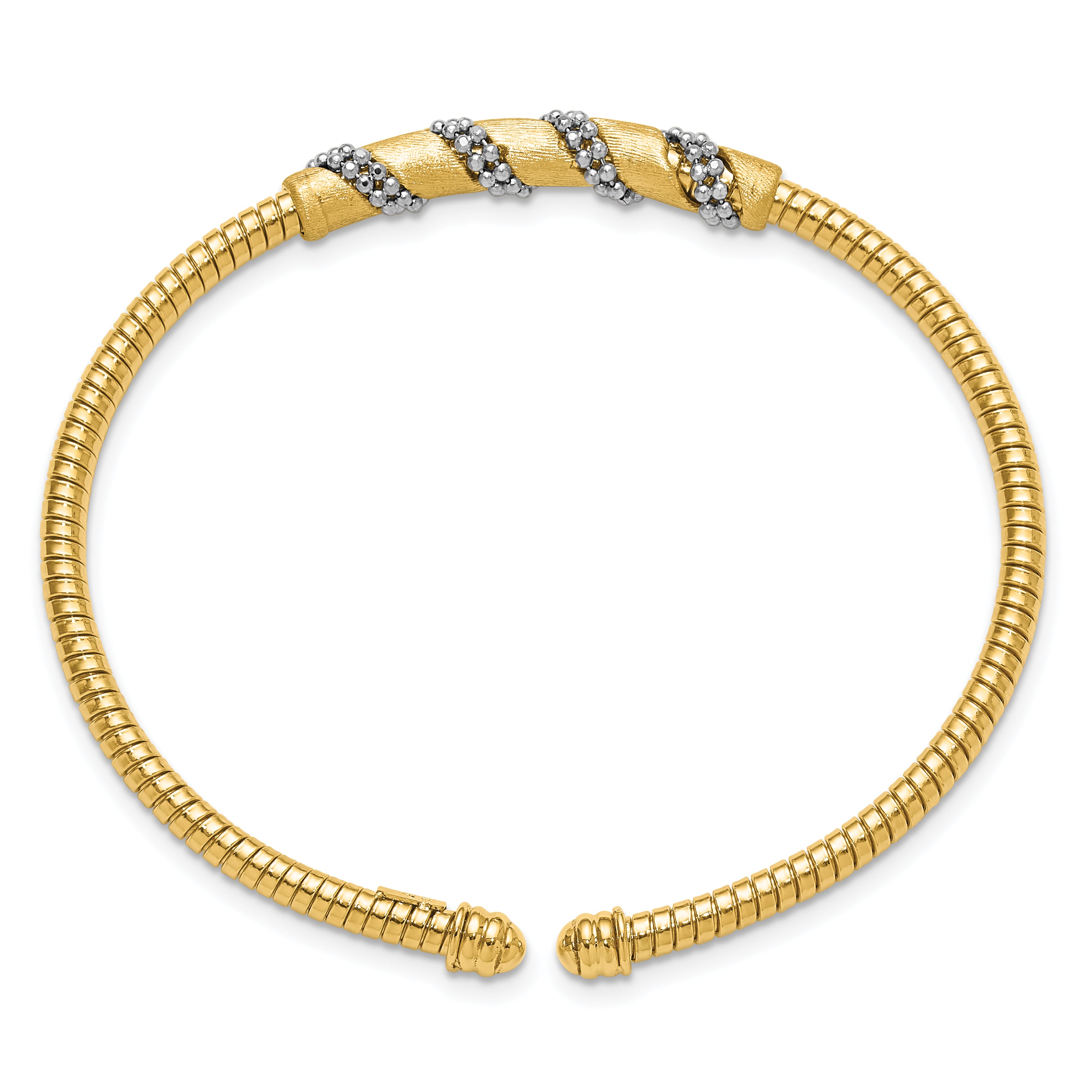 14K w/White Rhodium Polished and Satin Cuff Bangle Secondary image