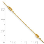 14K Oval Bead 4-Station 9 inch Plus 1 inch Extender - Total 10 inch Anklet