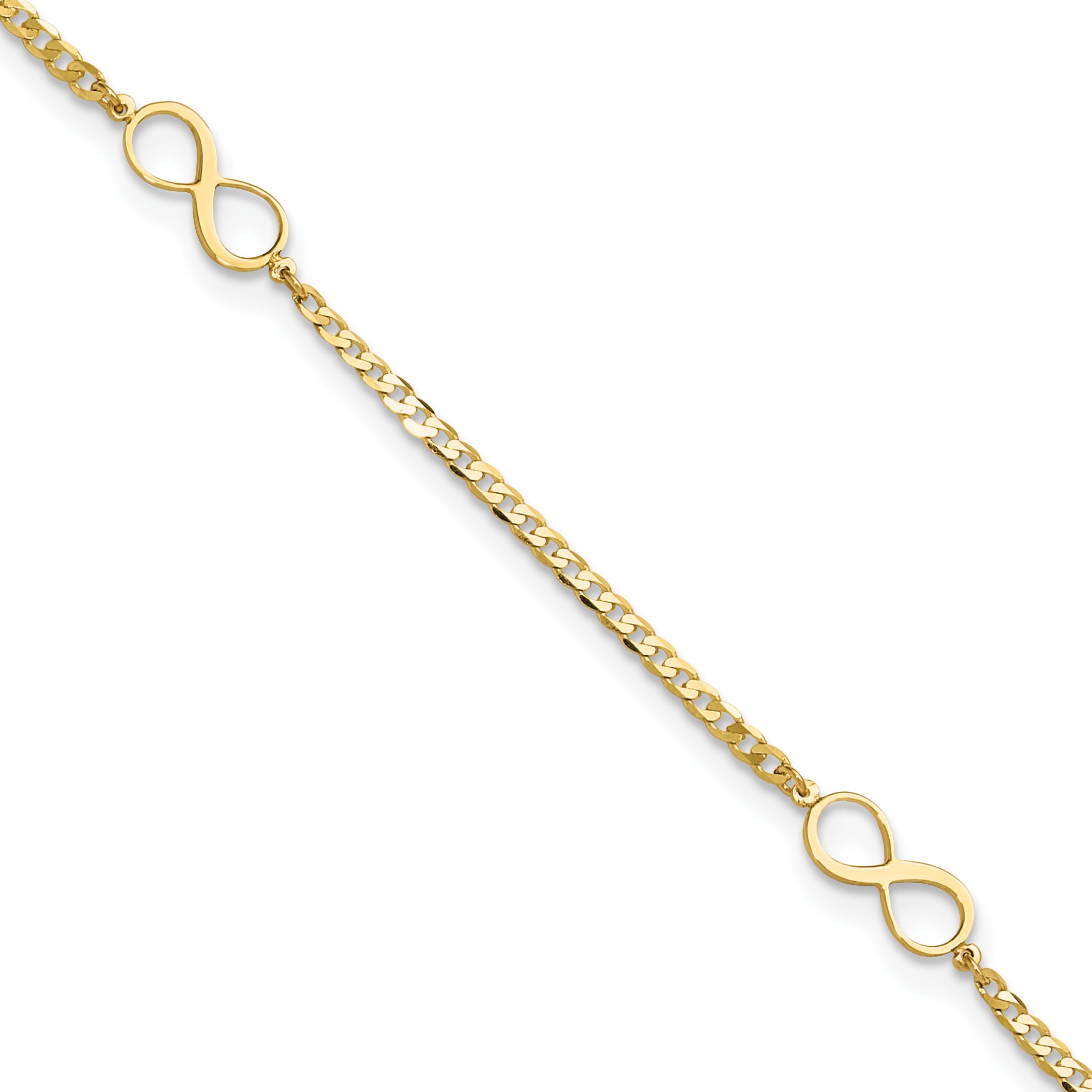 14k Polished Infinity Symbol 9in Plus 1in ext. Anklet Main image