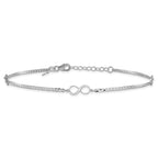14k White Gold Polished Infinity 3-Station 9 inch Plus 1 inch Extender - Total 10 inch Anklet