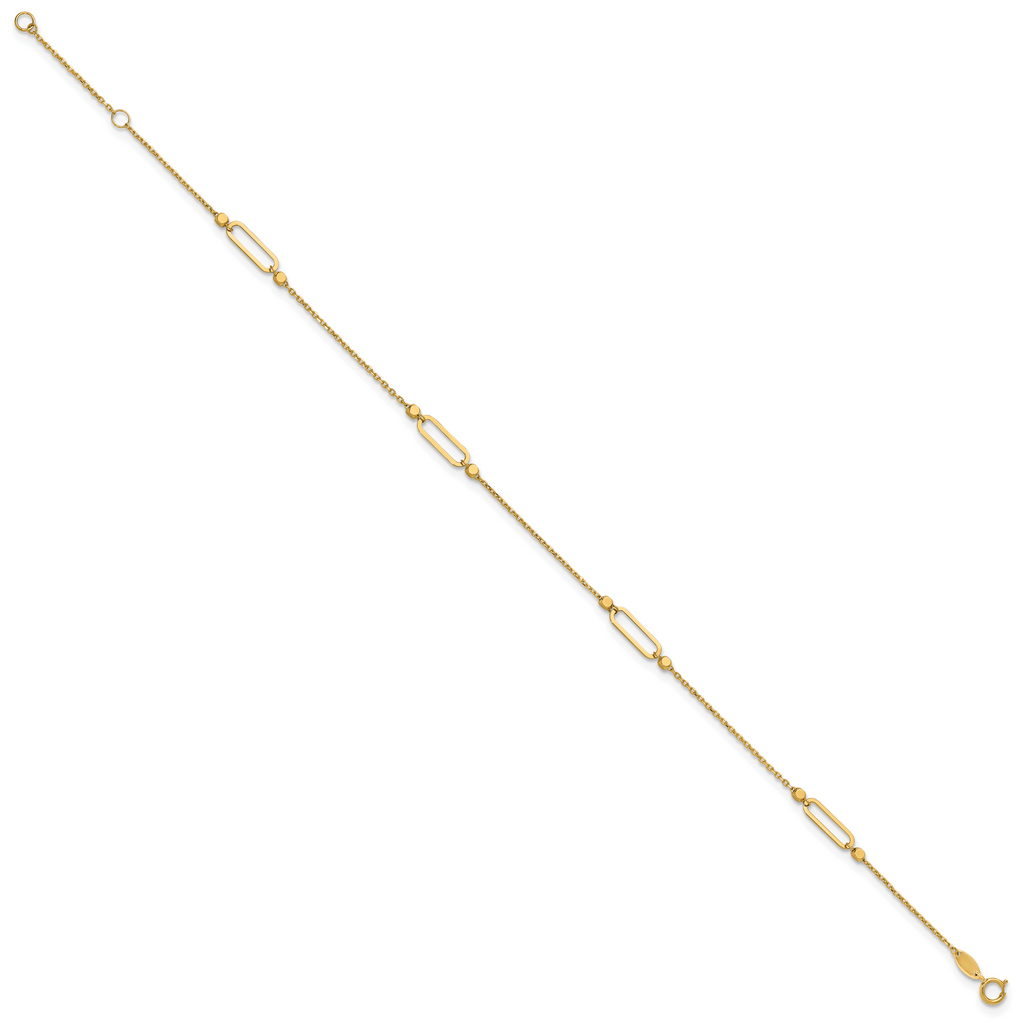 14K Polished and Diamond-cut Fancy 9in Plus 1in ext. Anklet