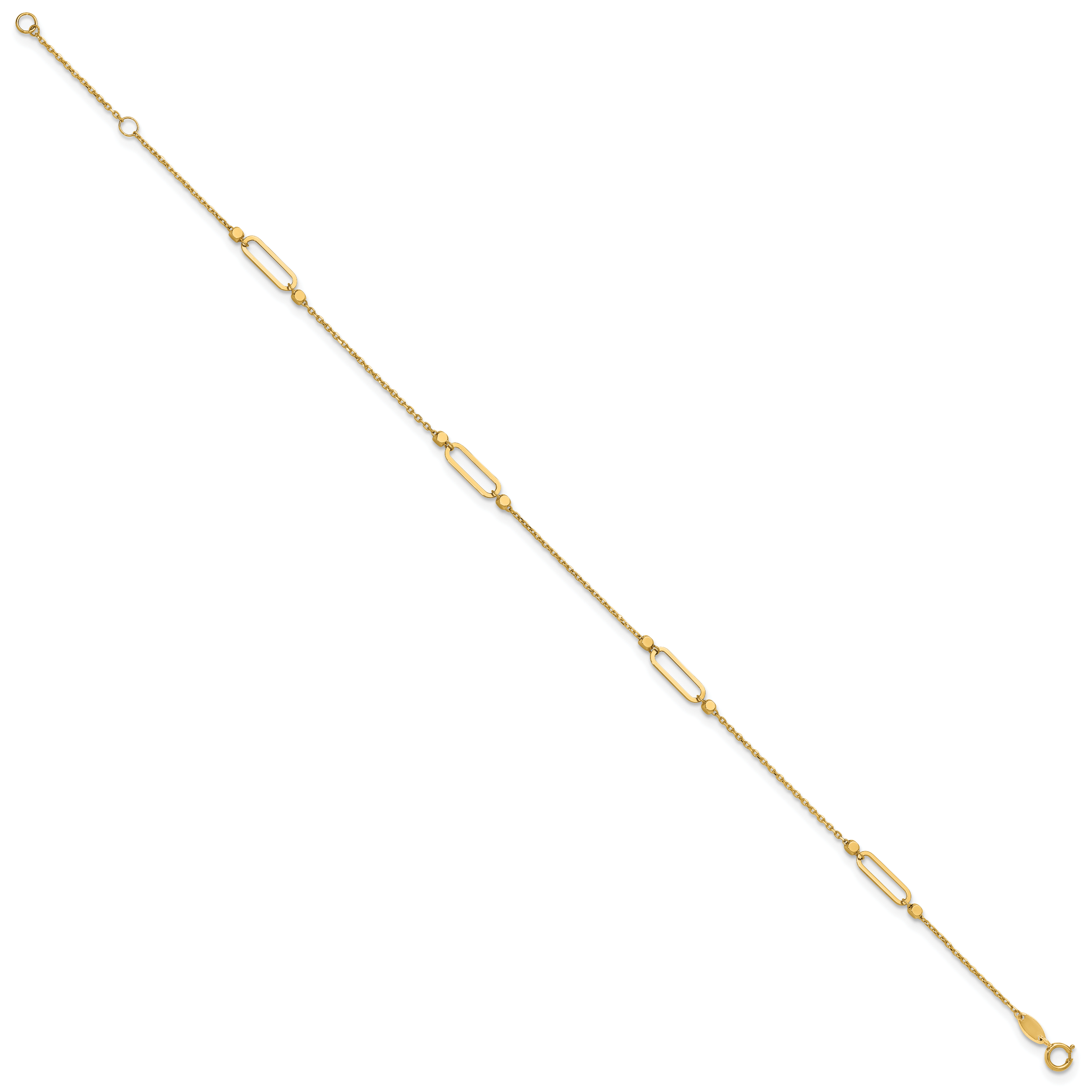 14K Polished and Diamond-cut Fancy 9in Plus 1in ext. Anklet