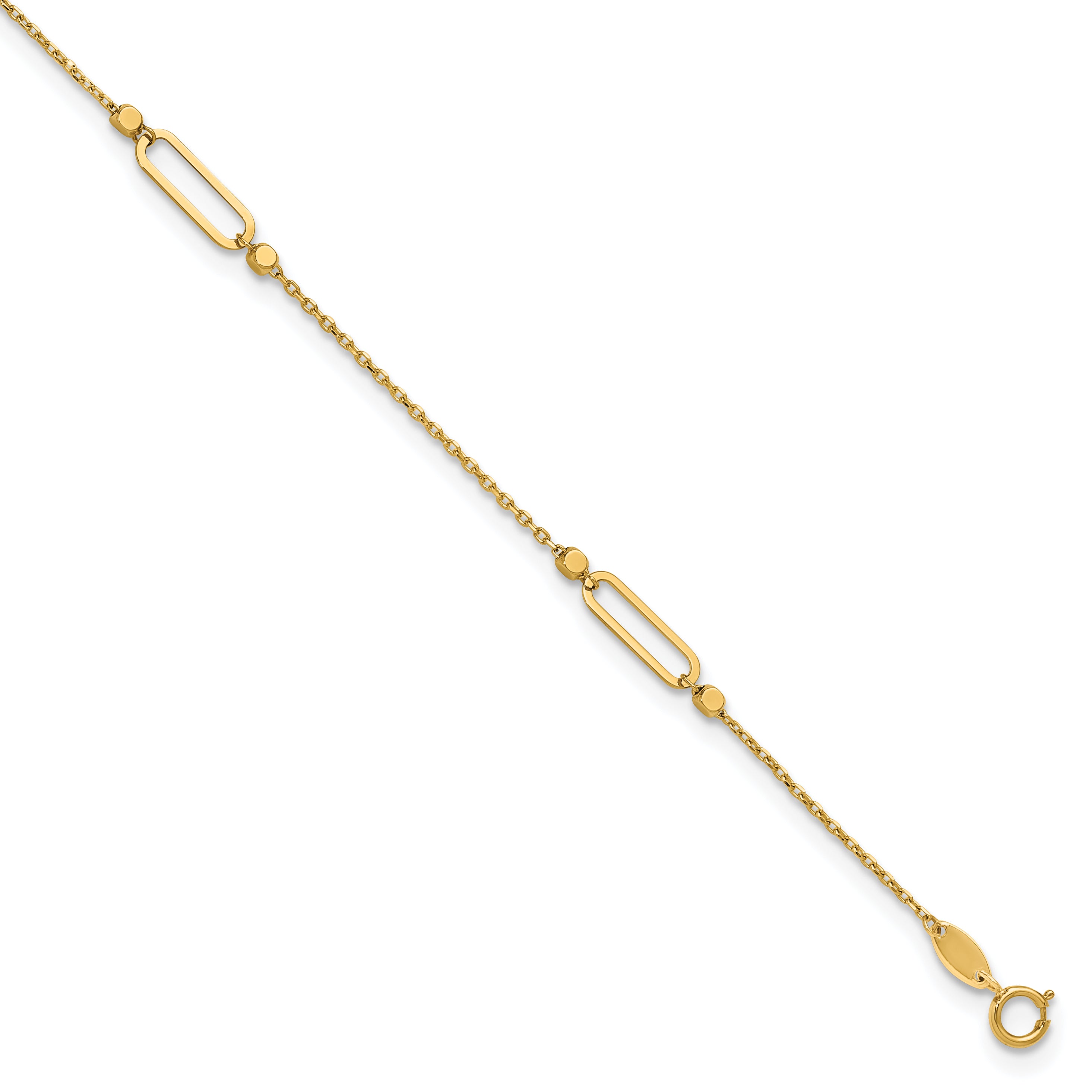 14K Polished and Diamond-cut Fancy 9in Plus 1in ext. Anklet Main image