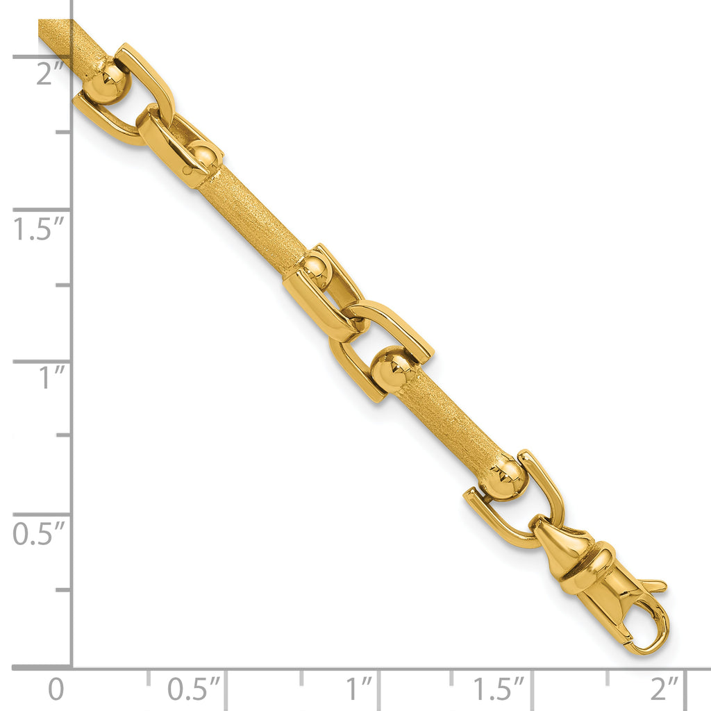 14K Polished and Satin Fancy Link Bracelet