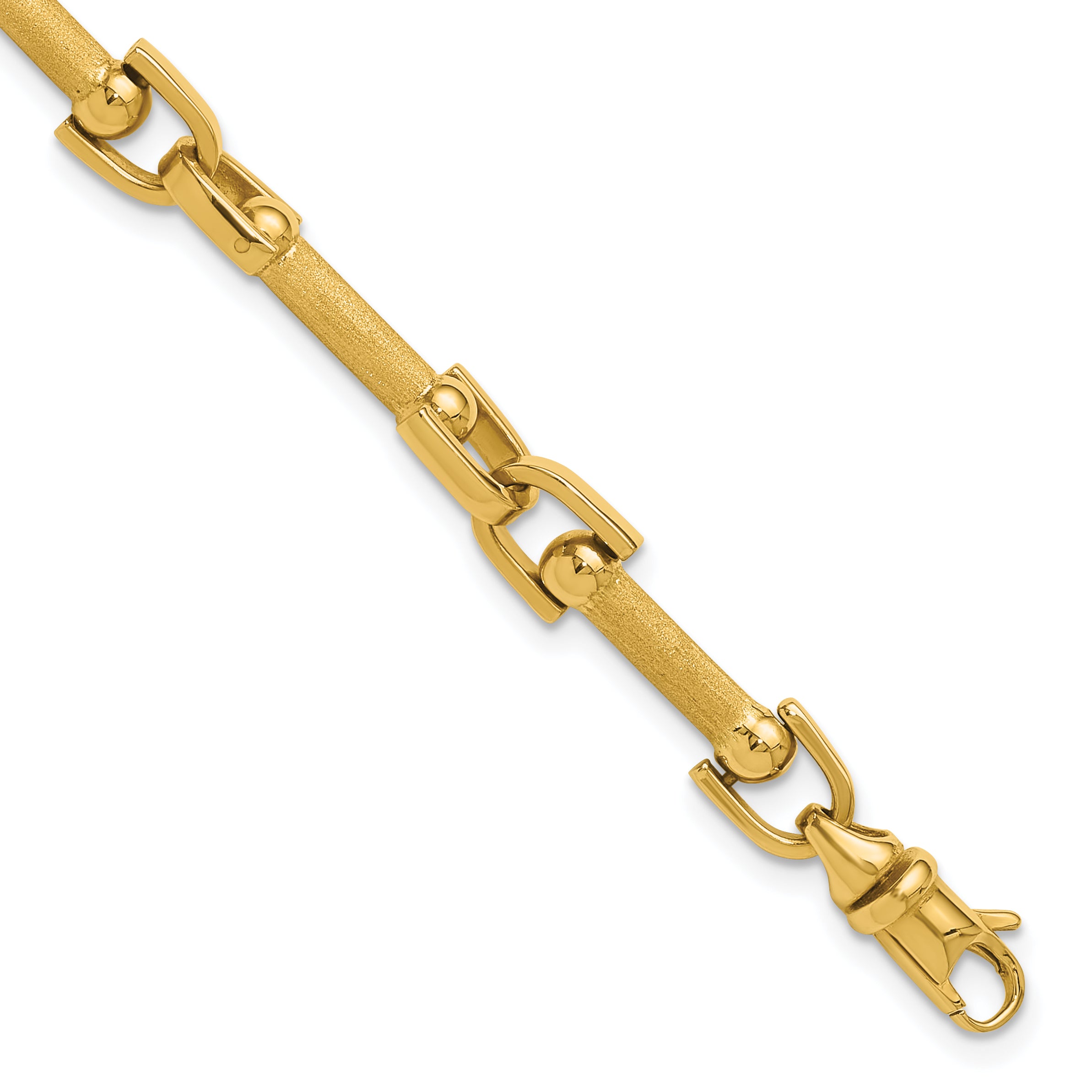 14K Polished and Satin Fancy Link Bracelet Main image