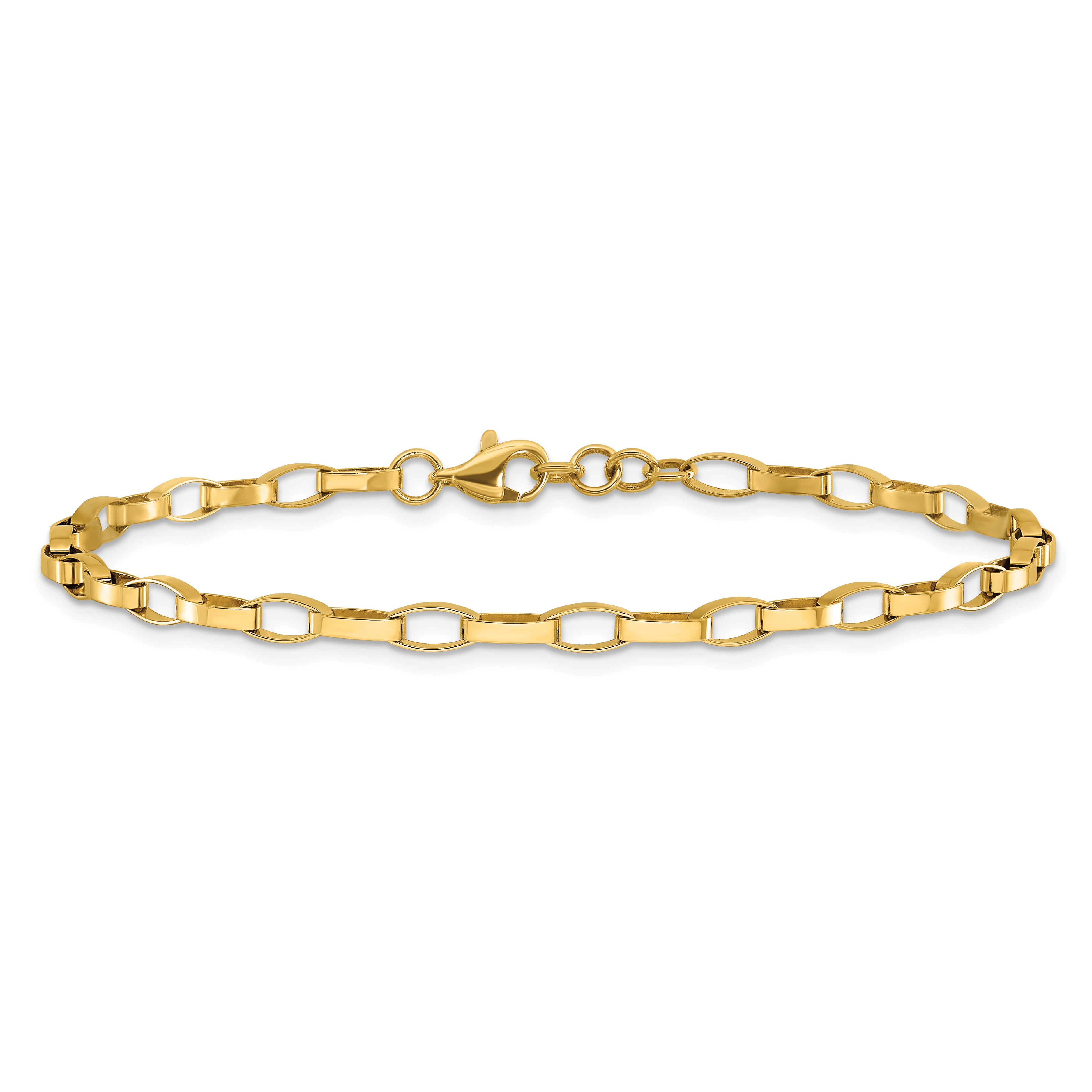 14K Polished Fancy Link with .5in ext. Bracelet