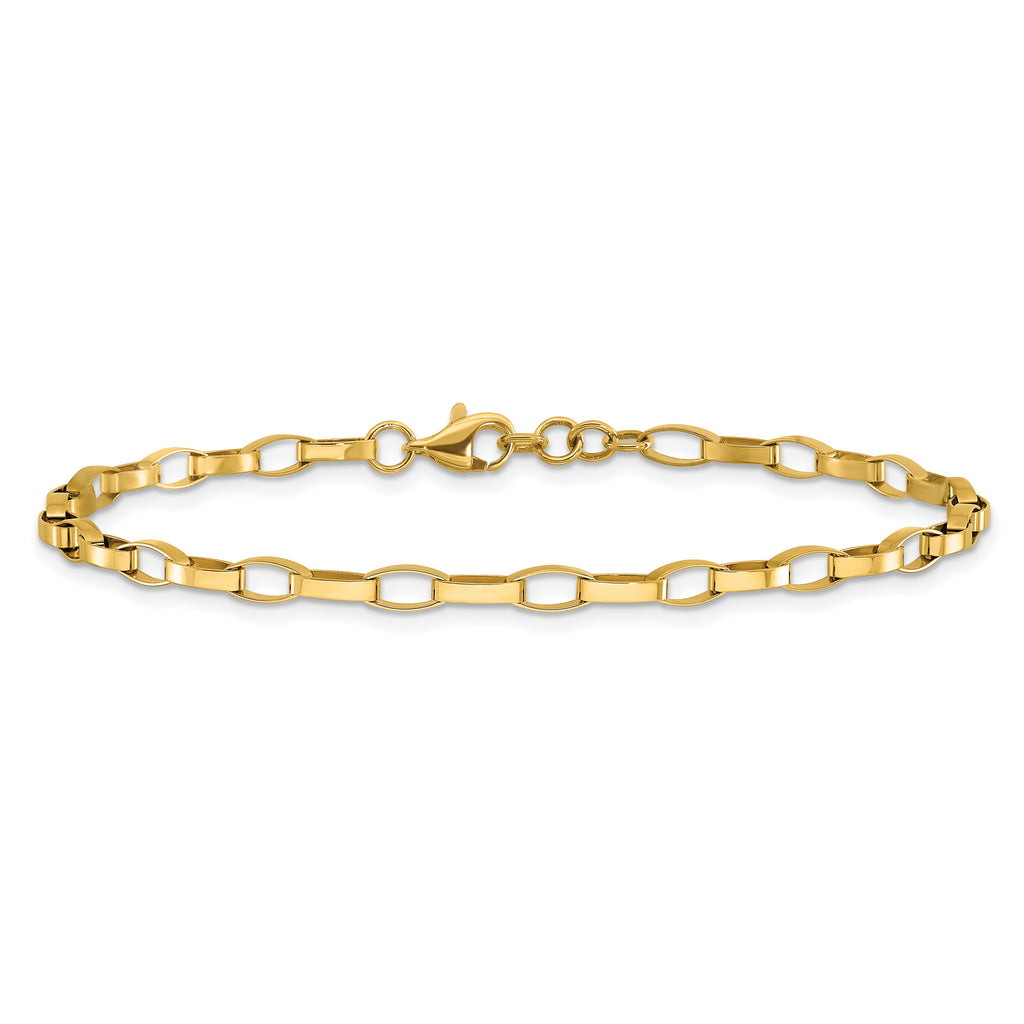 14K Polished Fancy Link with .5in ext. Bracelet