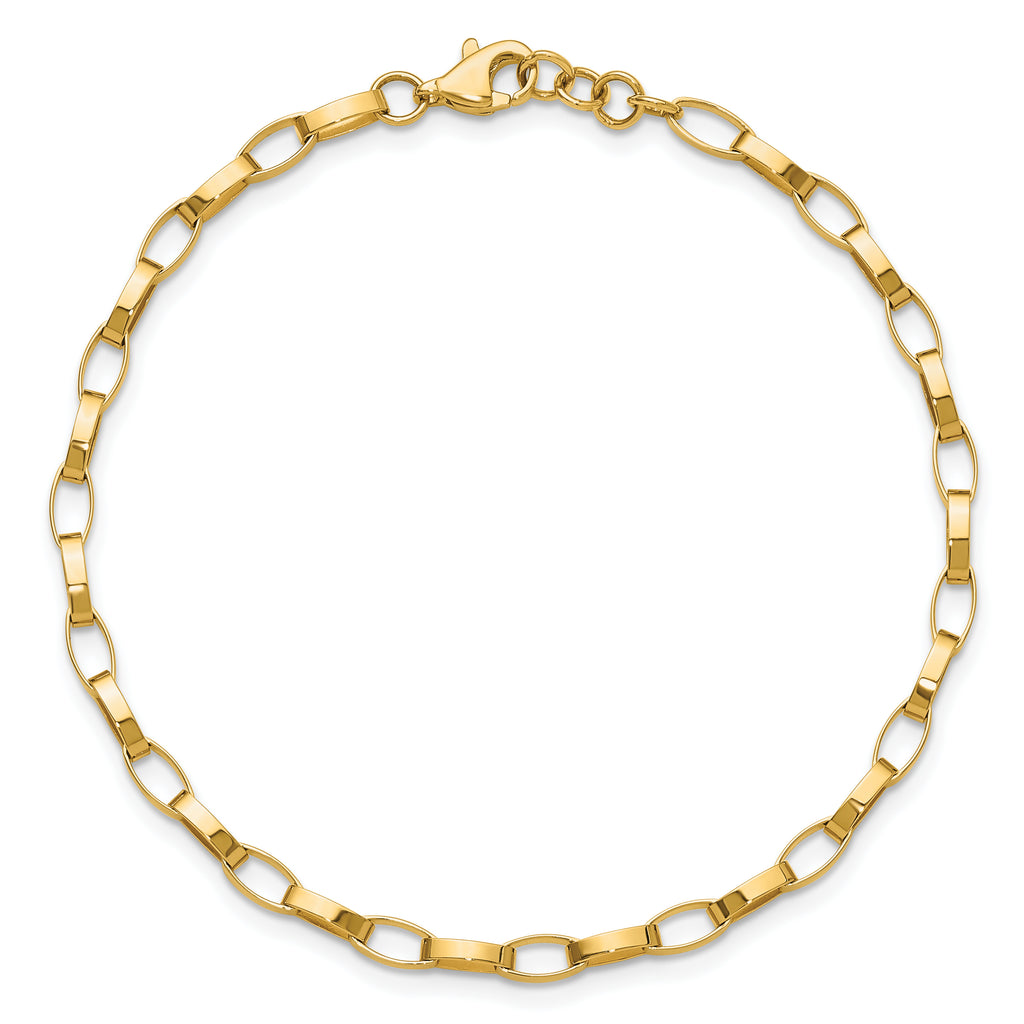 14K Polished Fancy Link with .5in ext. Bracelet