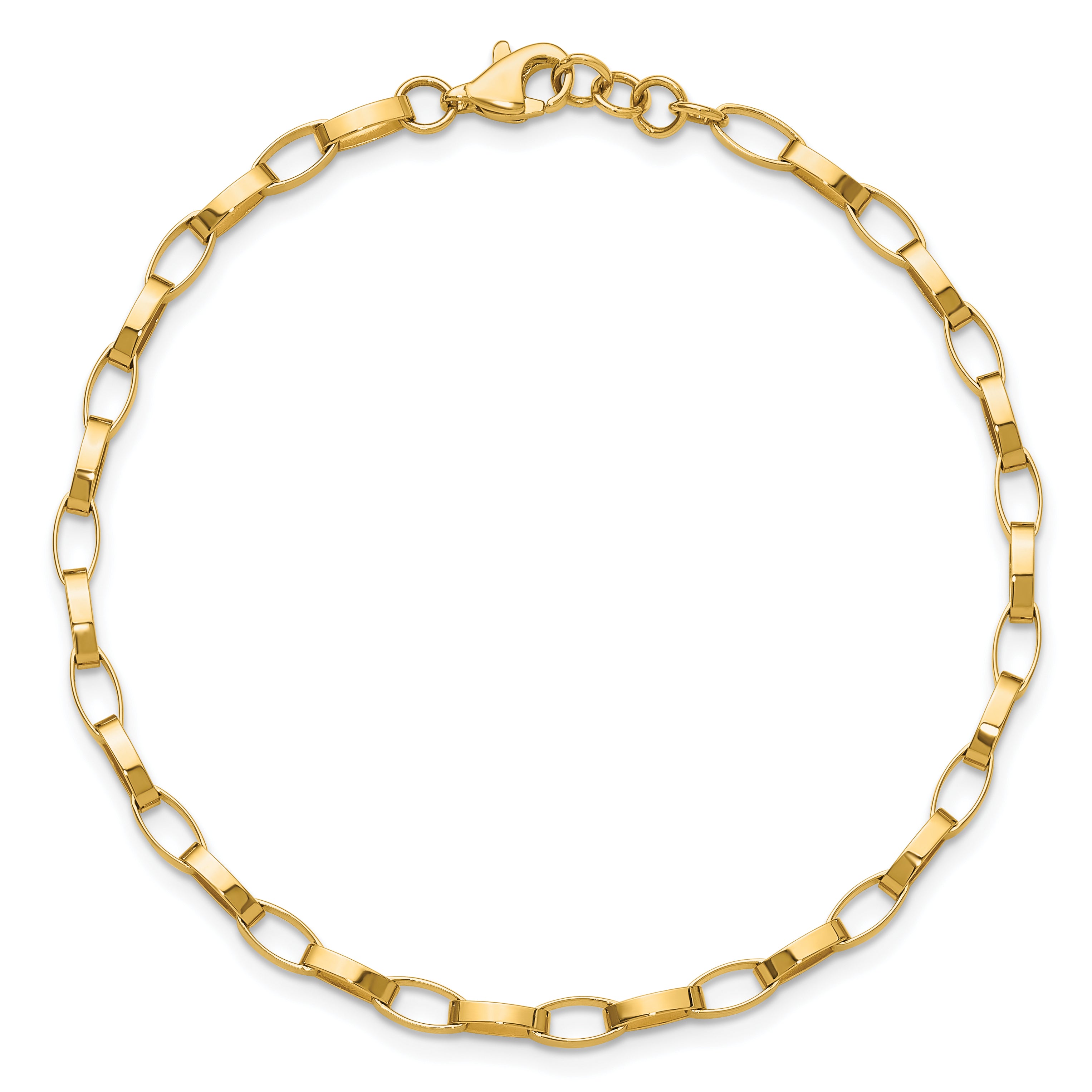 14K Polished Fancy Link with .5in ext. Bracelet