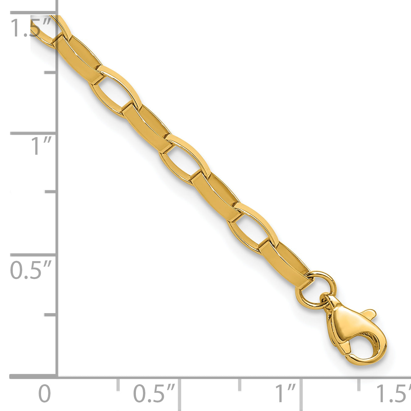 14K Polished Fancy Link with .5in ext. Bracelet