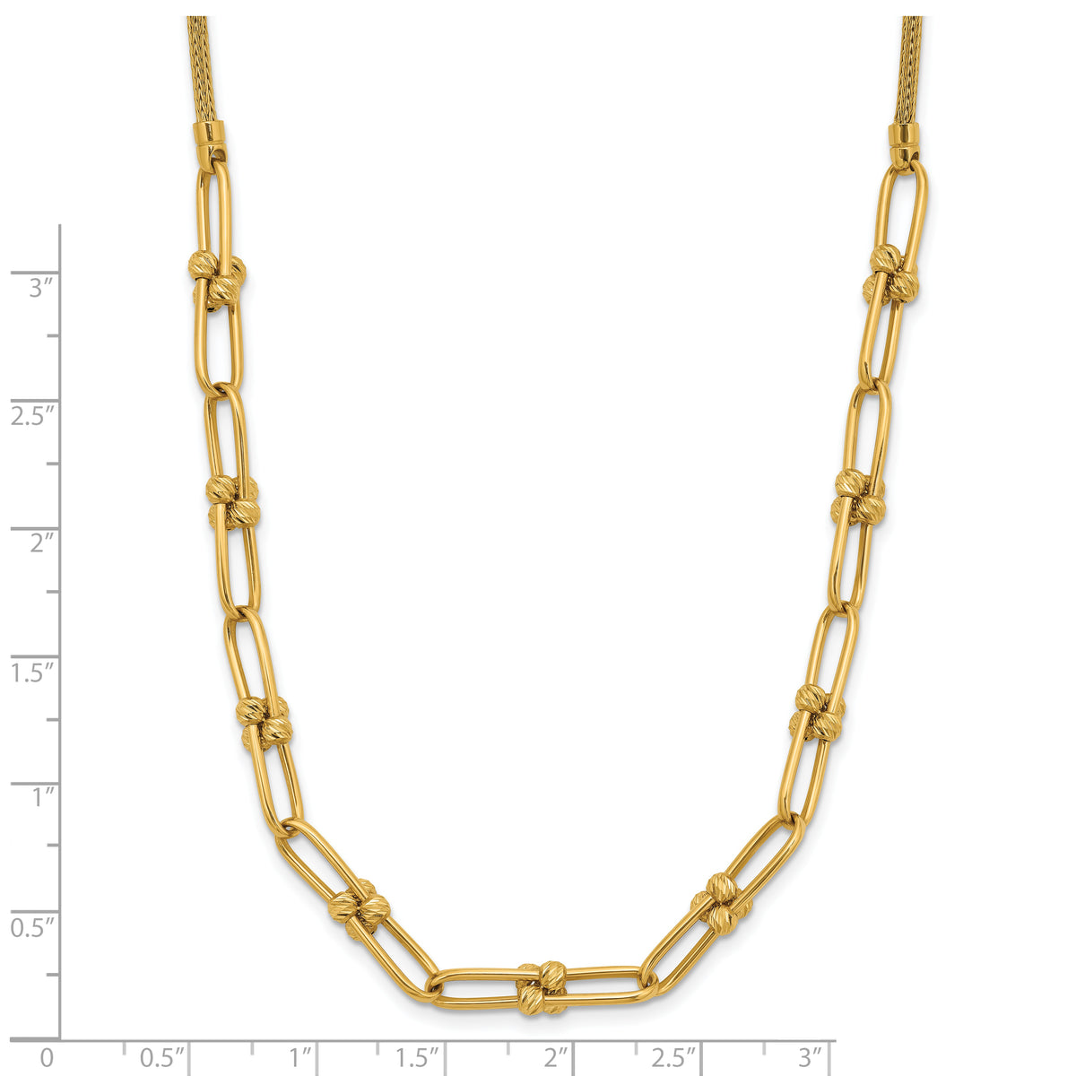 14K Polished and Diamond-cut Fancy Link Necklace