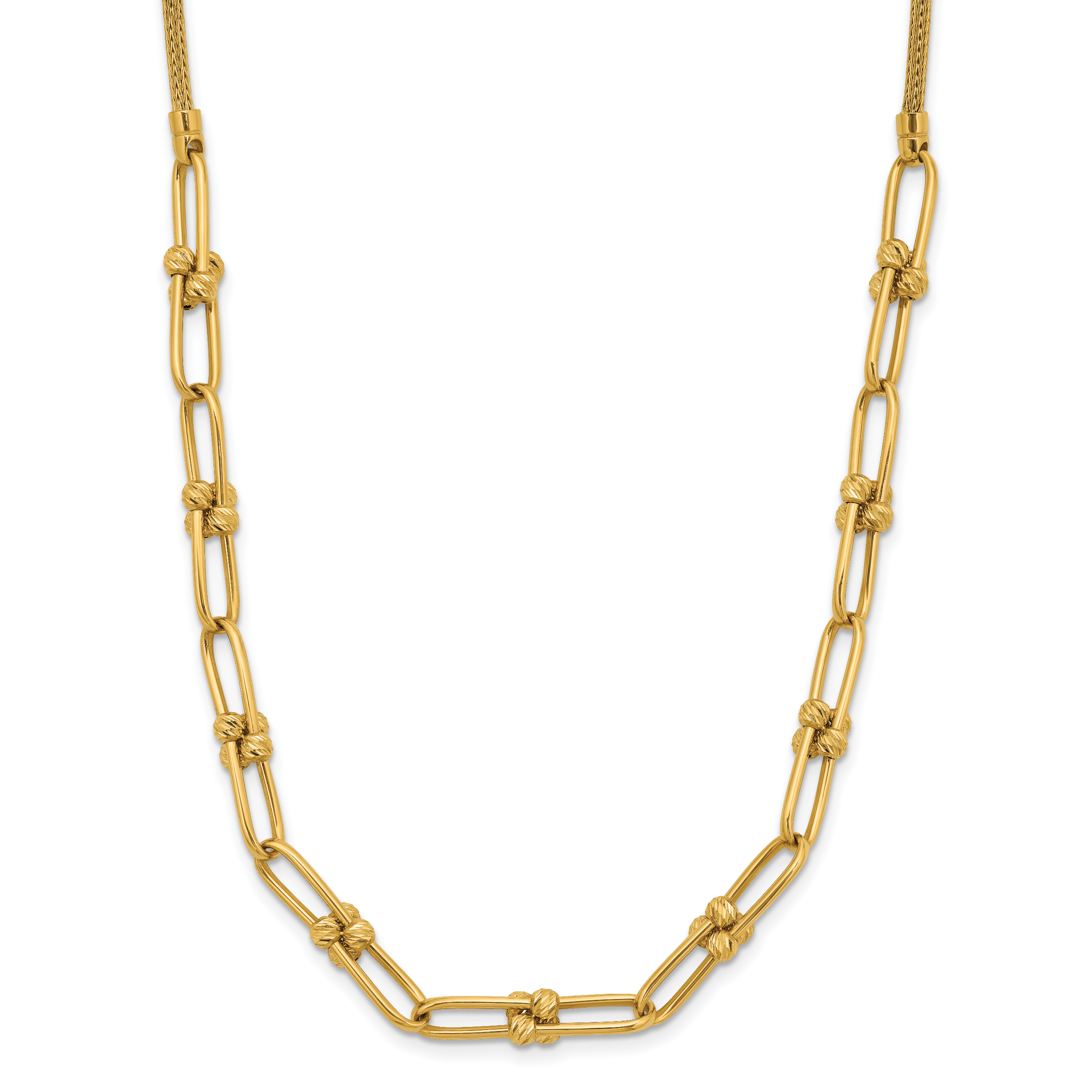 14K Polished and Diamond-cut Fancy Link Necklace Secondary image