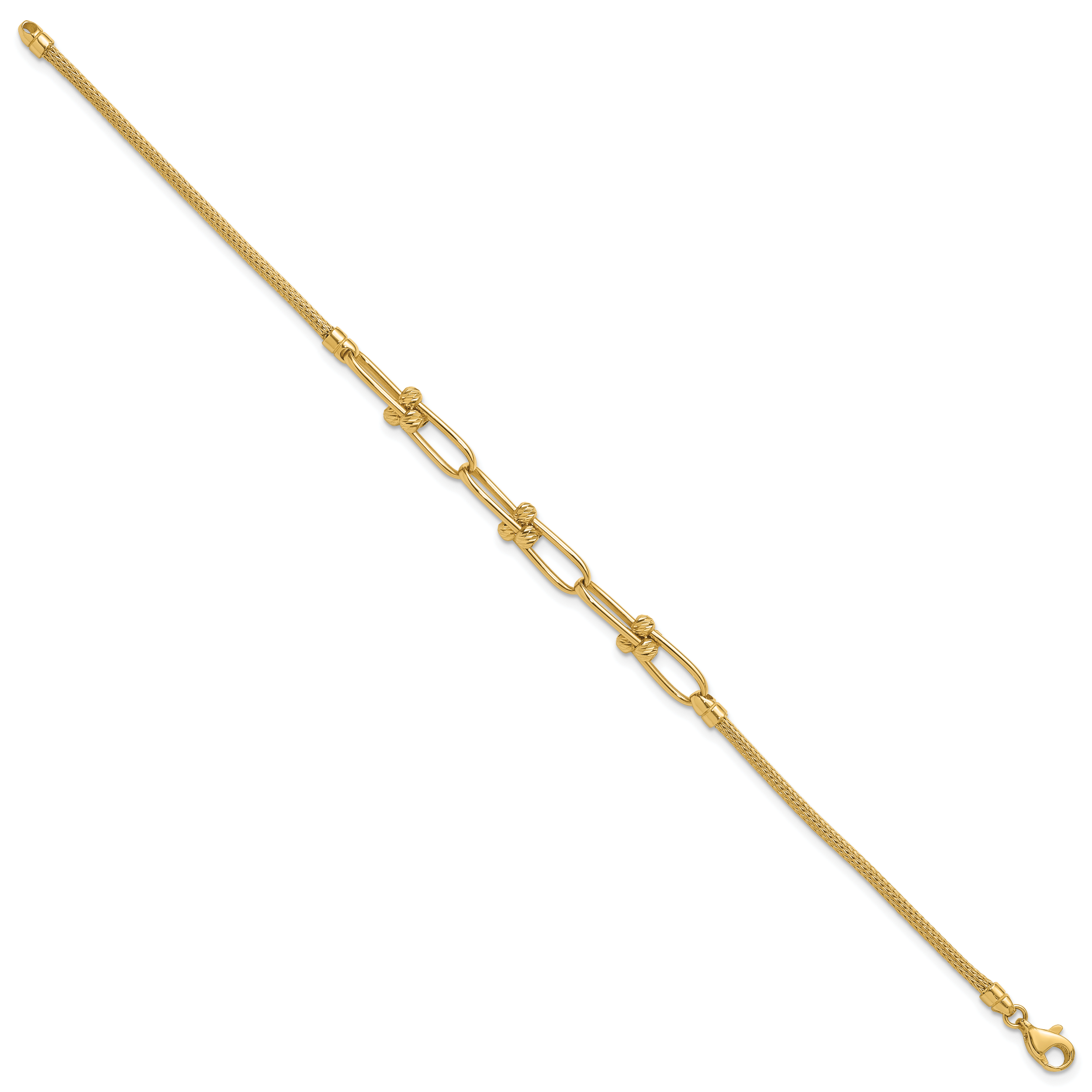 14K Polished/Diamond-cut/Textured Fancy Link Bracelet Secondary image