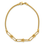 14K Polished/Diamond-cut/Textured Fancy Link Bracelet