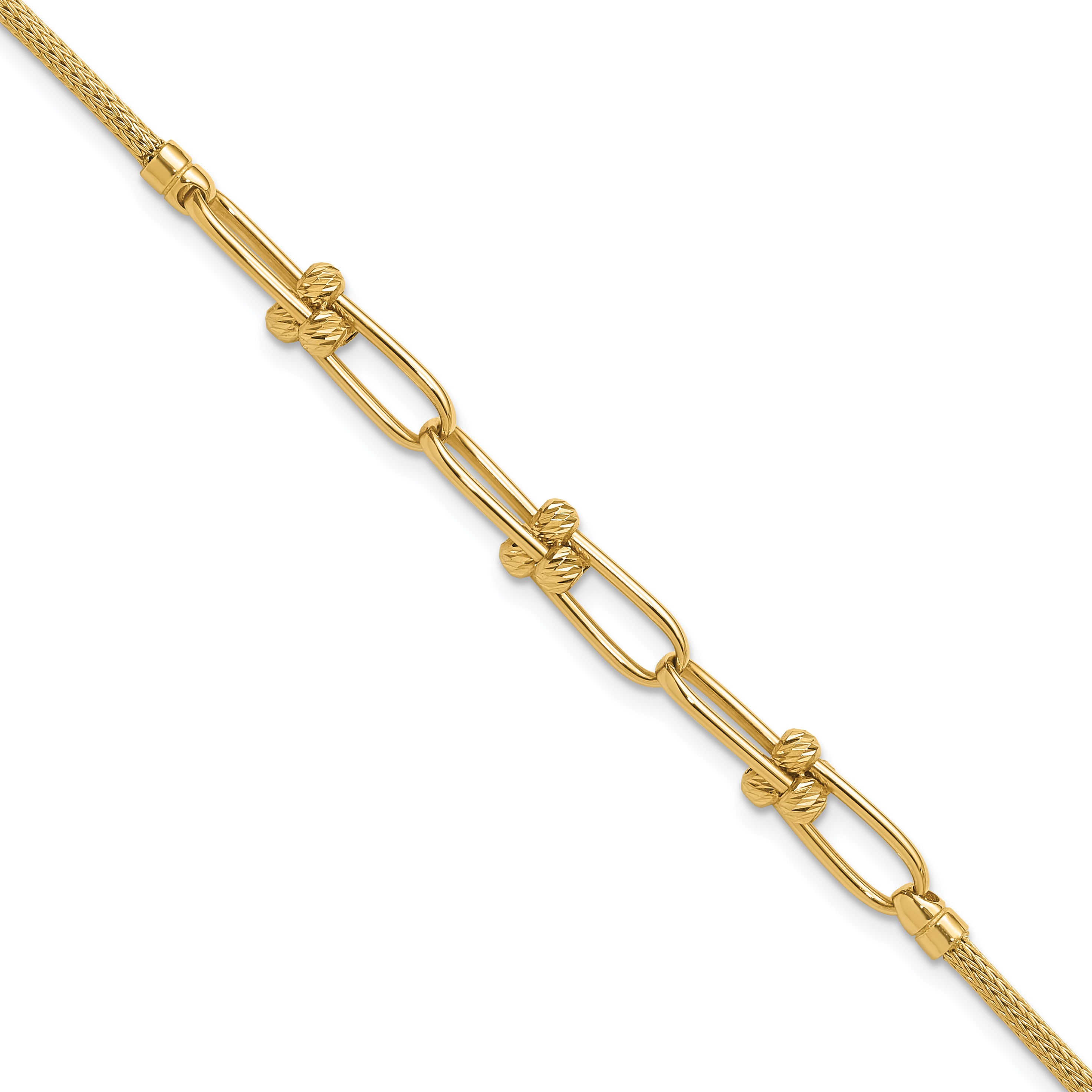 14K Polished/Diamond-cut/Textured Fancy Link Bracelet Main image