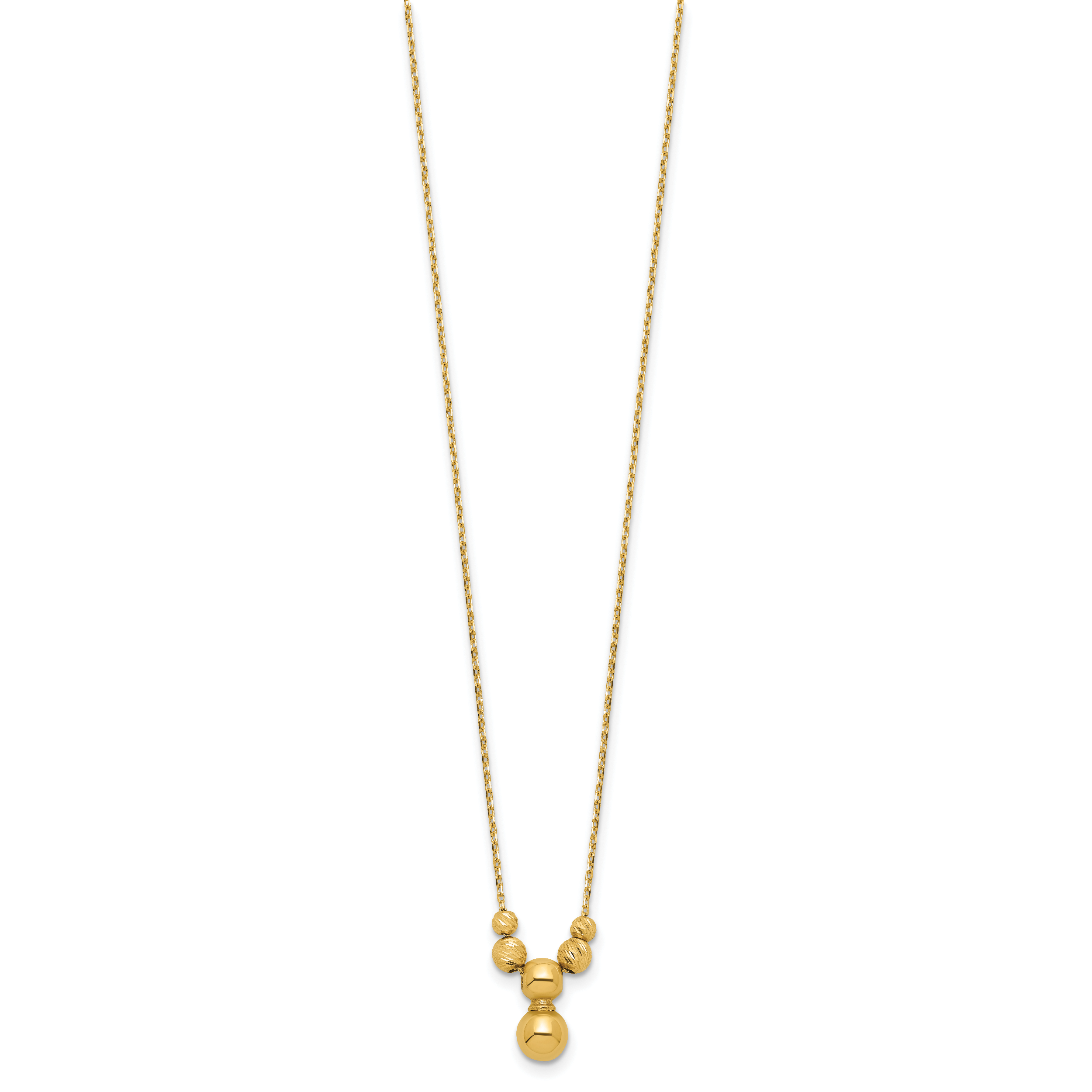 14K Polished and Diamond-cut Beads with 1in ext. Necklace Secondary image