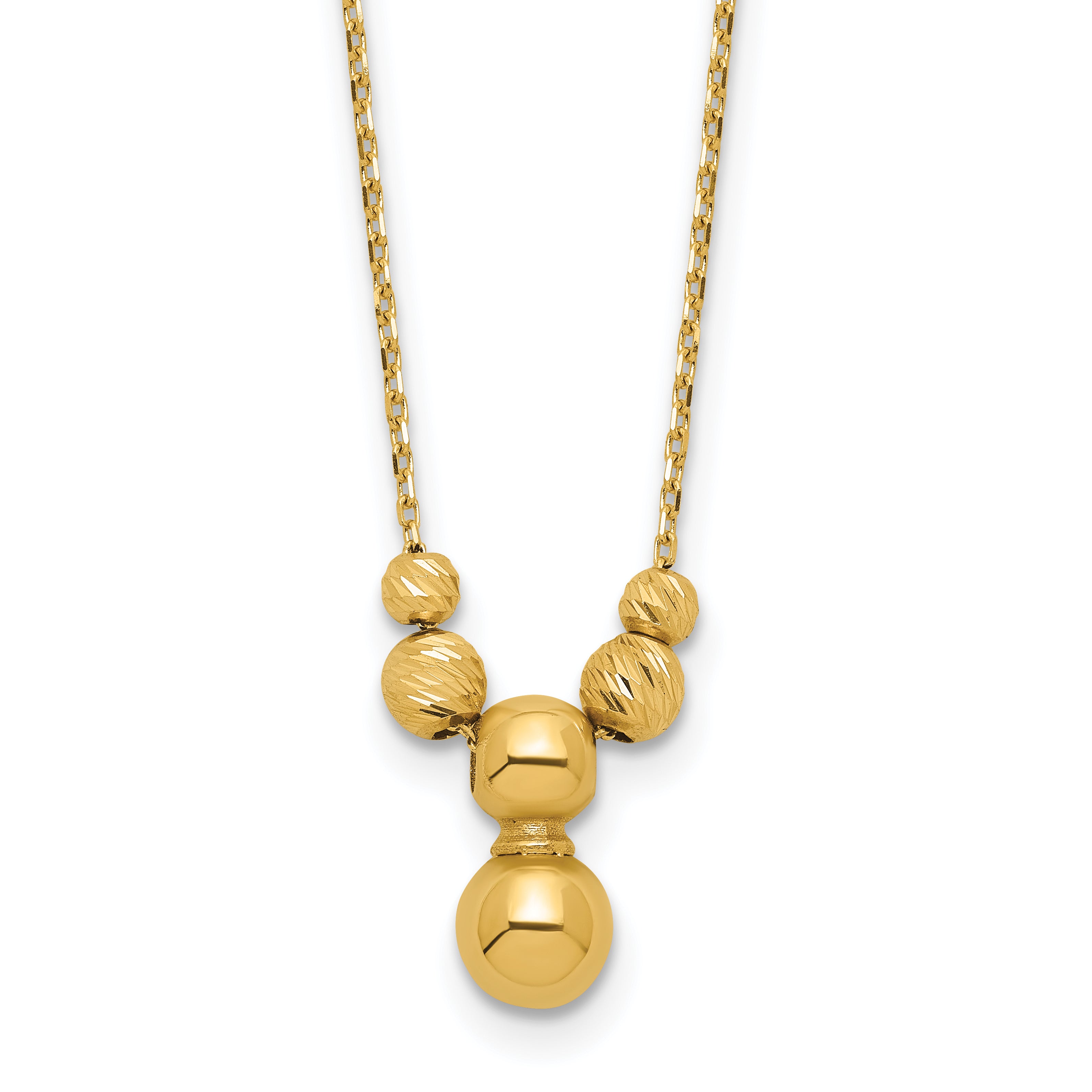 14K Polished and Diamond-cut Beads with 1in ext. Necklace Main image