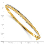 14K Two-tone Polished and Diamond-cut Hinged Bangle