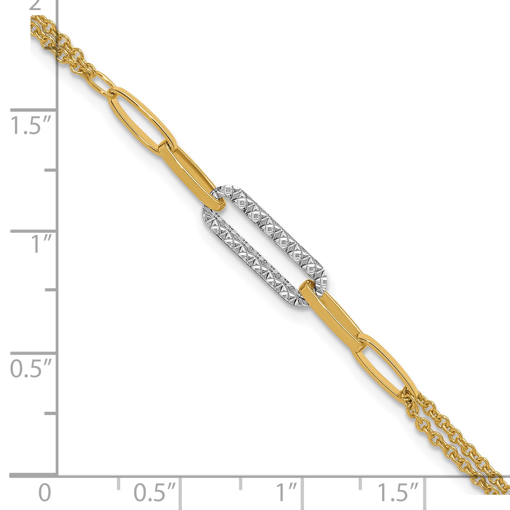 14K Two-tone Polished and Diamond-cut Fancy Link Bracelet