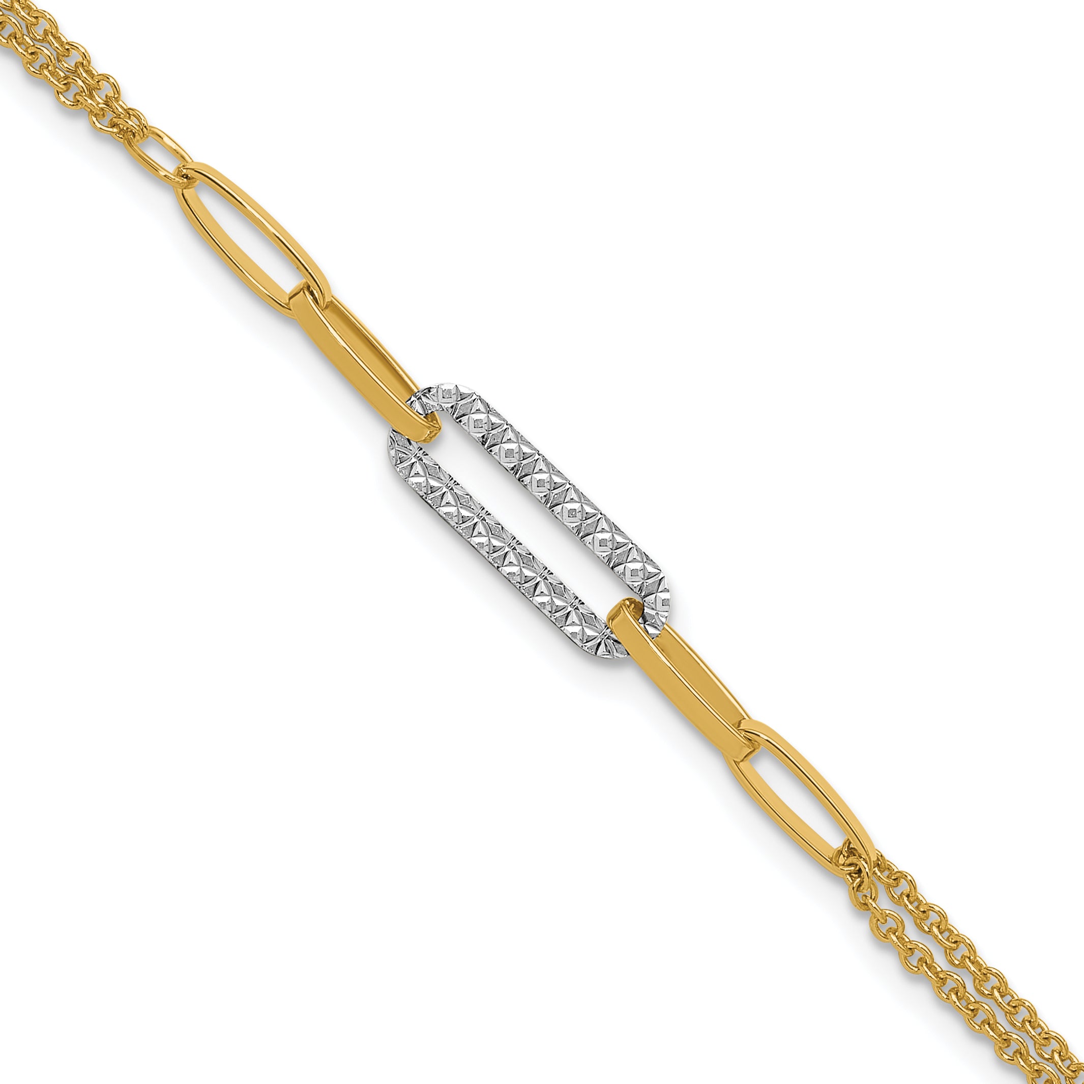 14K Two-tone Polished and Diamond-cut Fancy Link Bracelet Main image