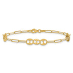 14K Polished and Diamond-cut Fancy Link Bracelet