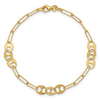 14K Polished and Diamond-cut Fancy Link Bracelet