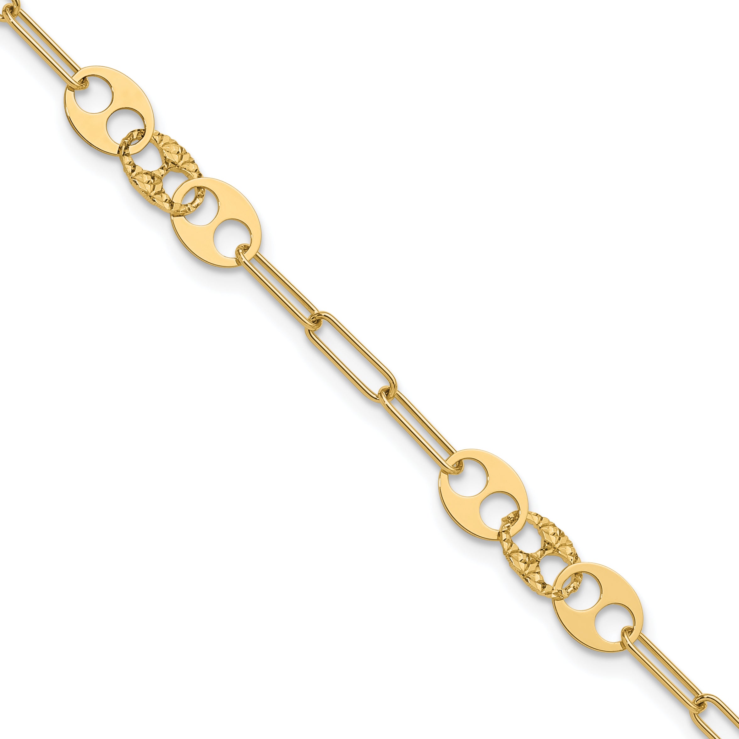 14K Polished and Diamond-cut Fancy Link Bracelet Main image
