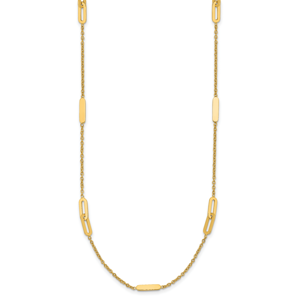 14K Polished Fancy Link with 2in ext. Necklace