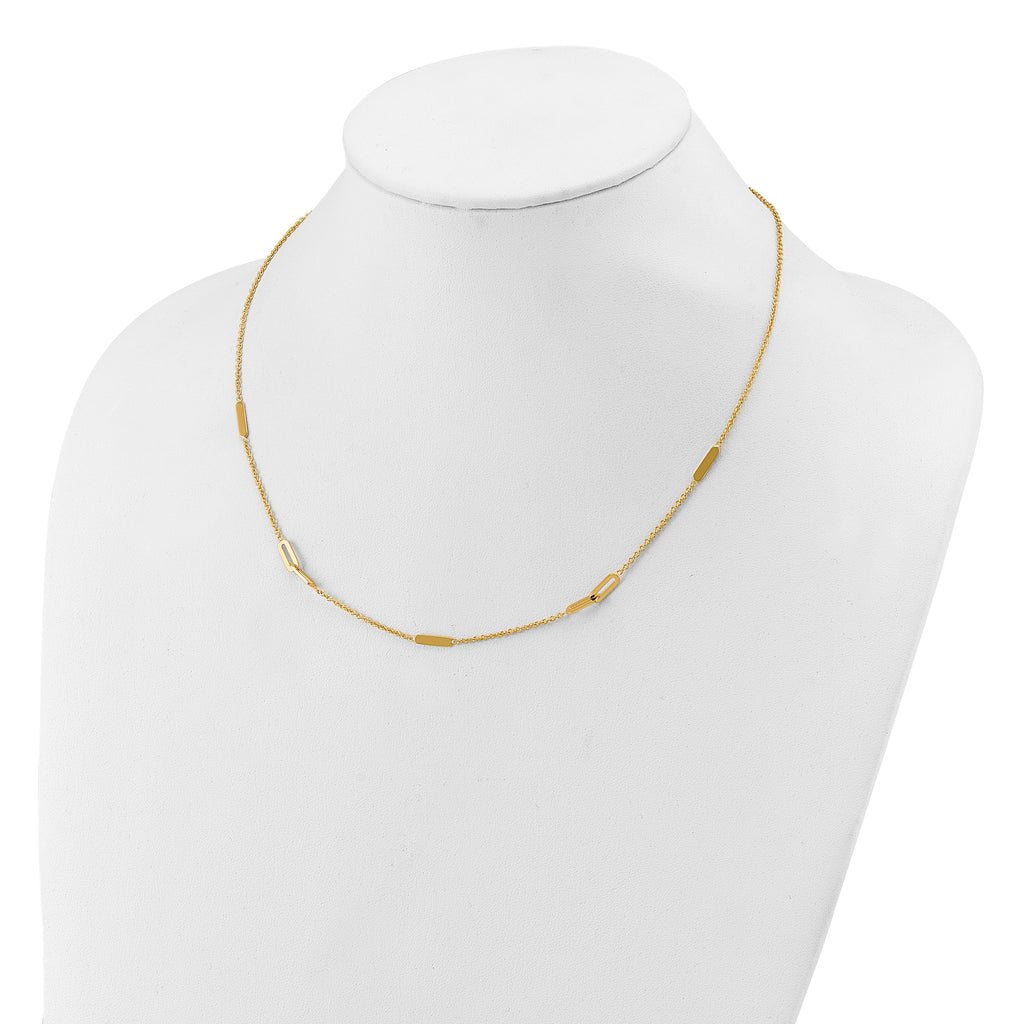 14K Polished Fancy Link with 2in ext. Necklace