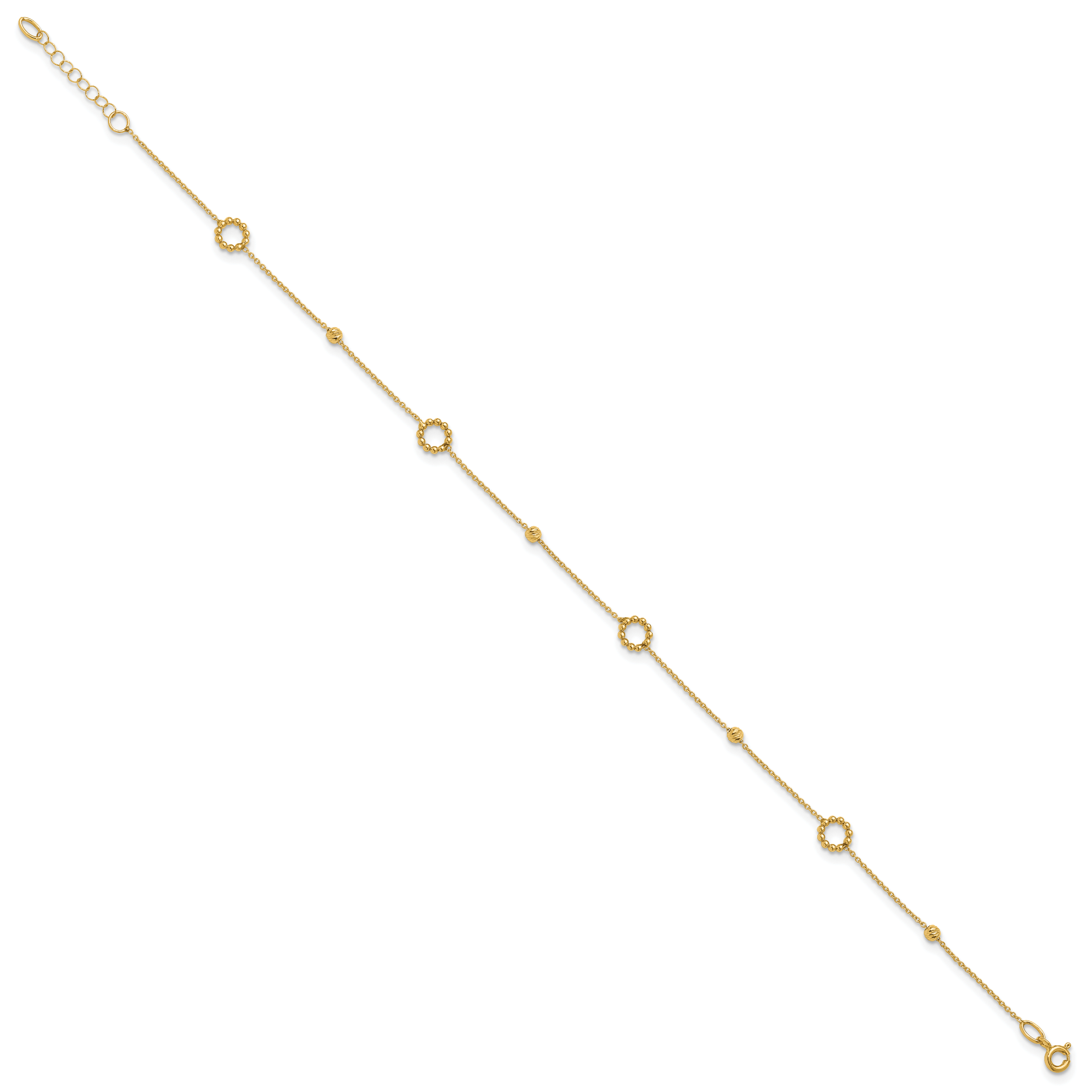 14K Polished and Diamond-cut 10in Plus 1in ext. Anklet Secondary image
