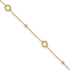 14K Polished and Diamond-cut 10in Plus 1in ext. Anklet