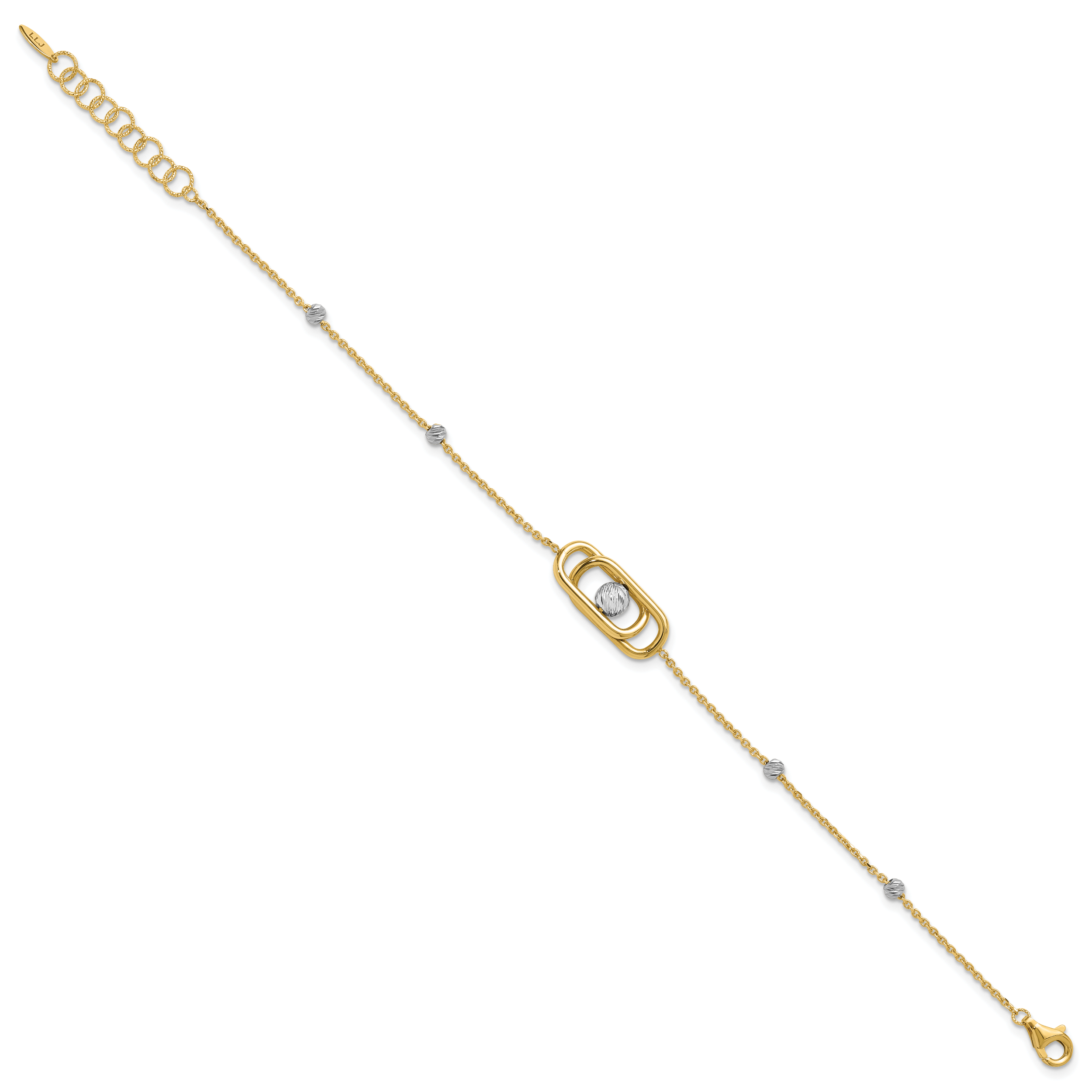 14K Two-tone Polished / Dia-cut Fancy with 1in ext. Bracelet Secondary image