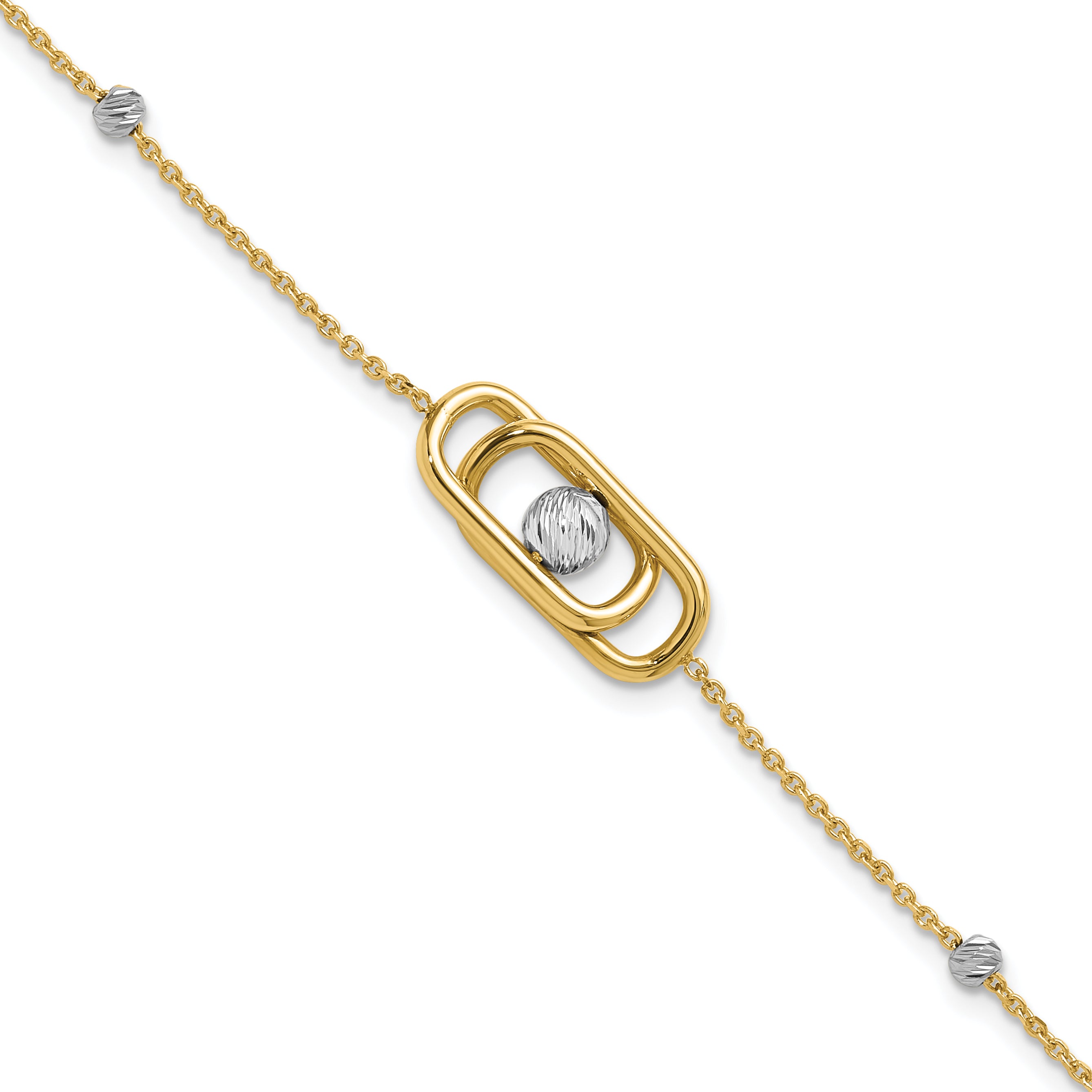 14K Two-tone Polished / Dia-cut Fancy with 1in ext. Bracelet Main image