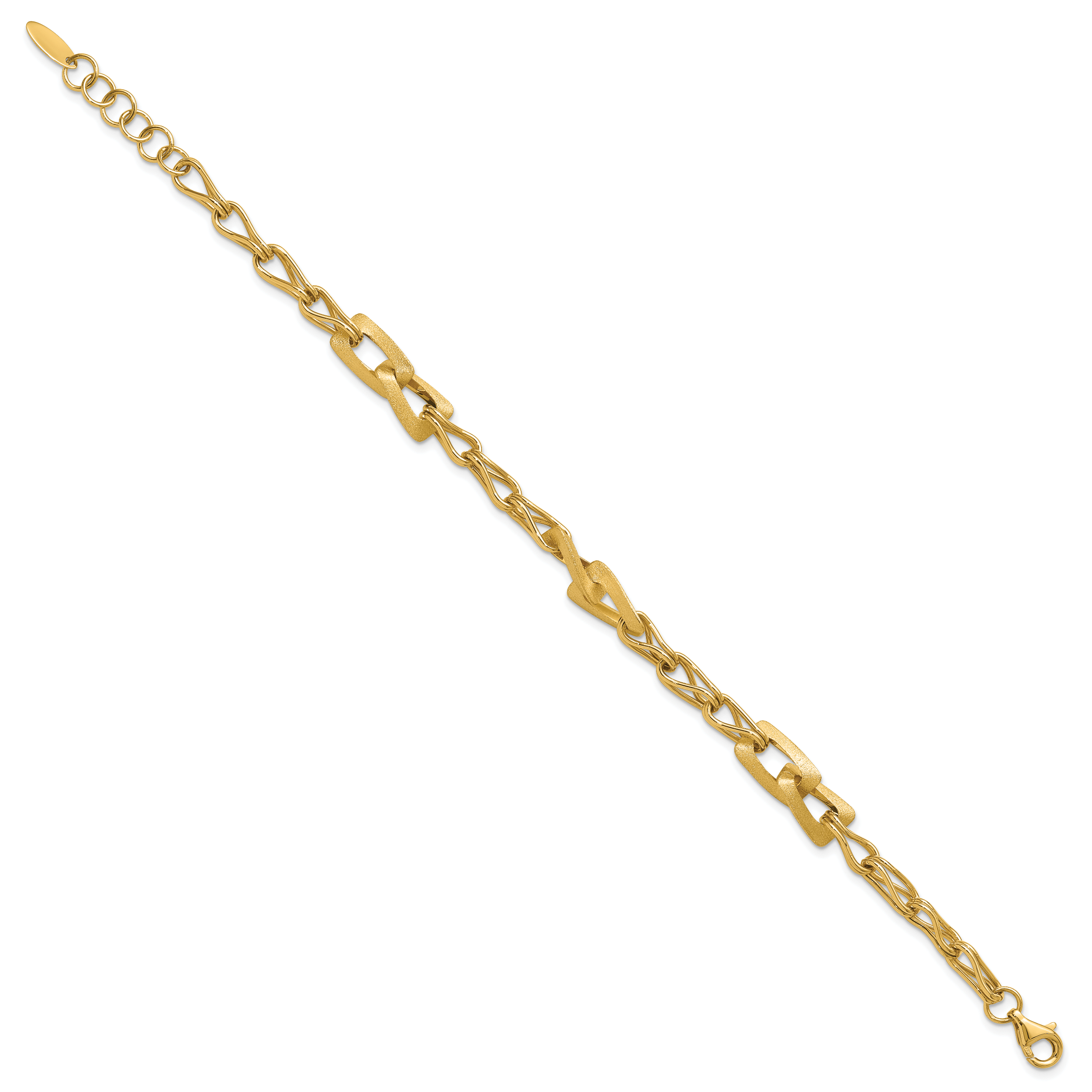 14K Polished and Satin Fancy Link with 1in ext. Bracelet Secondary image