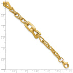 14K Polished and Satin Fancy Link with 1in ext. Bracelet