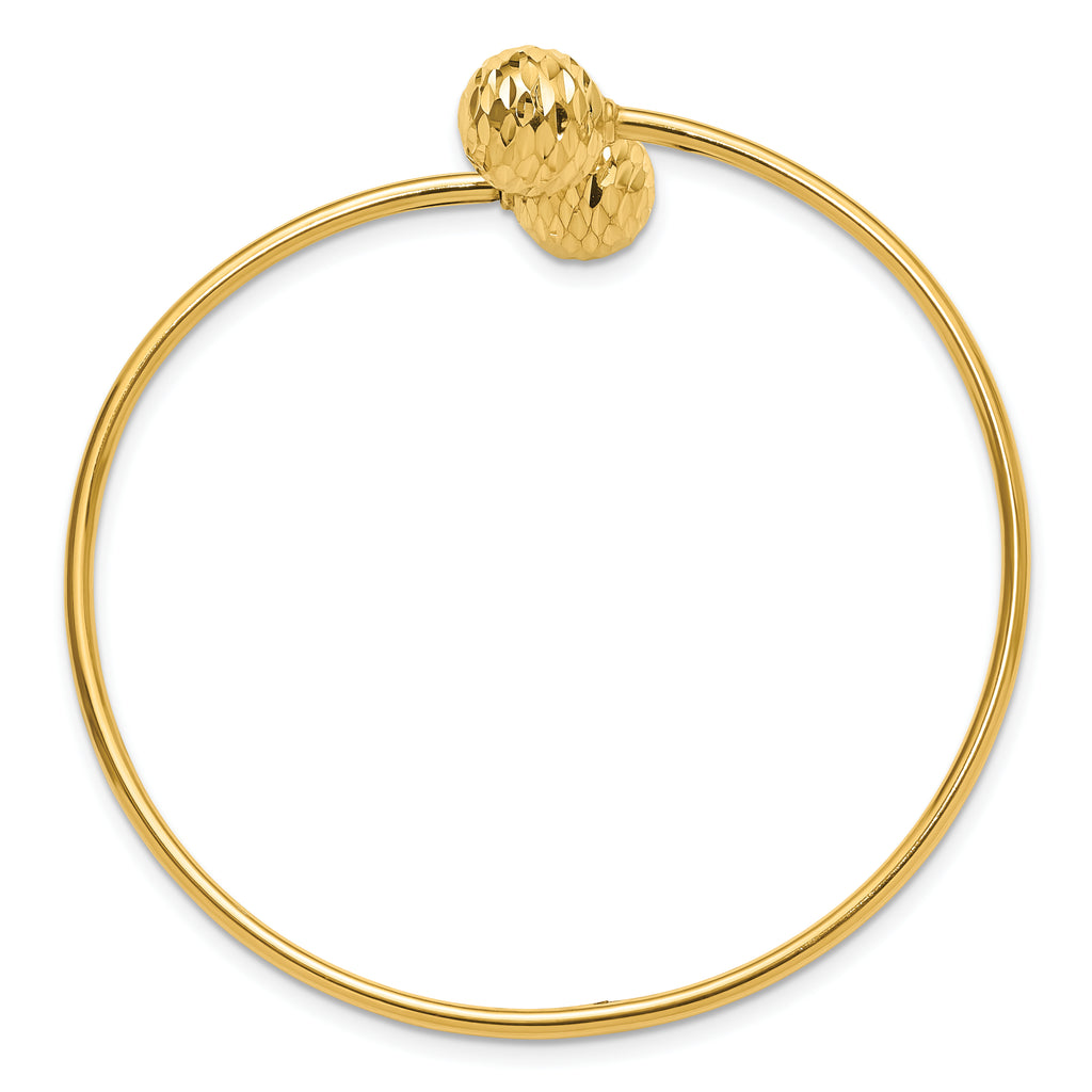 14K Polished and Diamond-cut Bypass Cuff Bangle