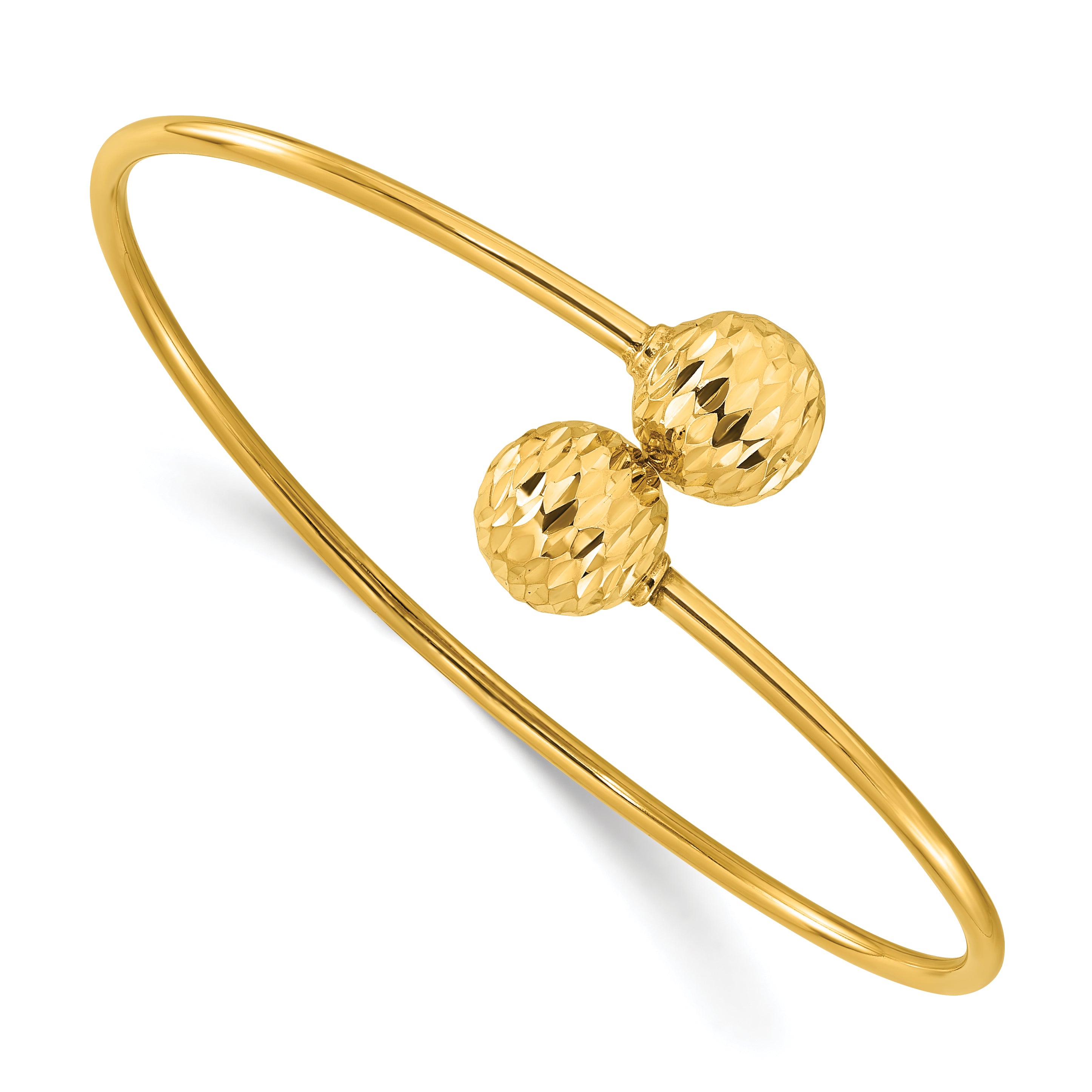14K Polished and Diamond-cut Bypass Cuff Bangle Main image