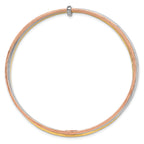 14K w/Wht and Rose Rhodium  Polished 3-row Slip-on Bangle