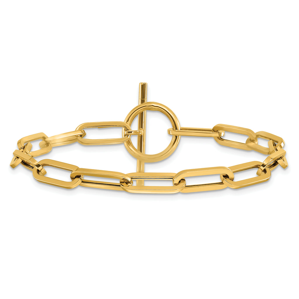 14K Polished Fancy Link Toggle Clasp Bracelet
