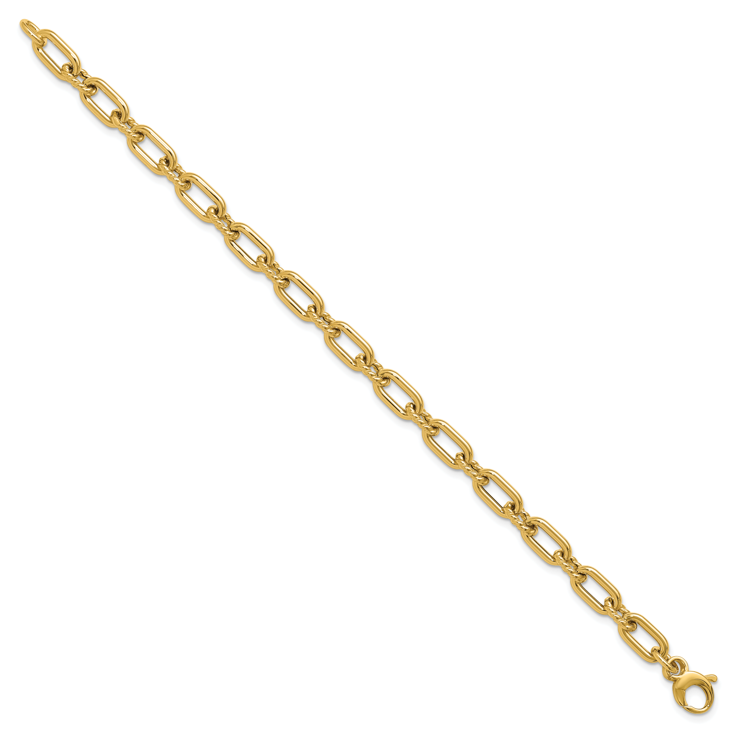14K Polished & Textured Fancy Link Bracelet