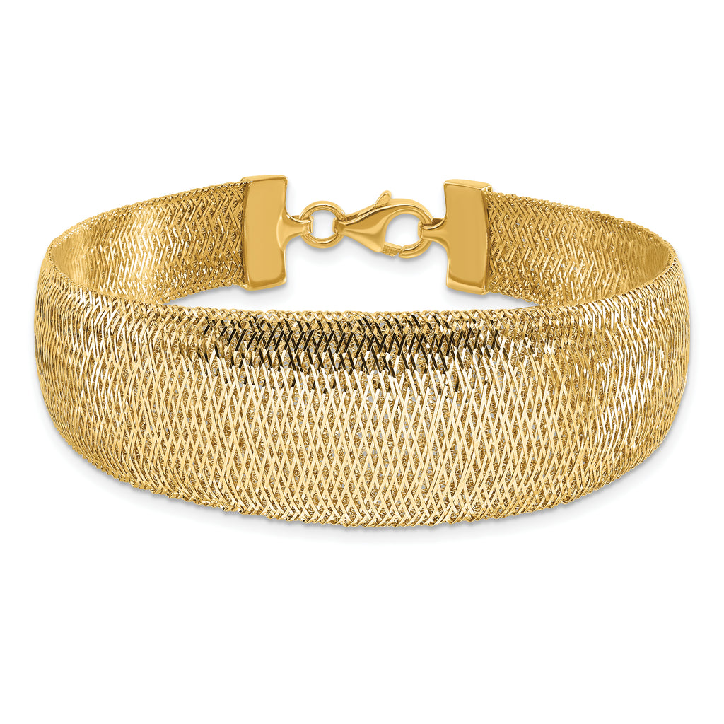14K Polished Woven Graduated Dome Bracelet