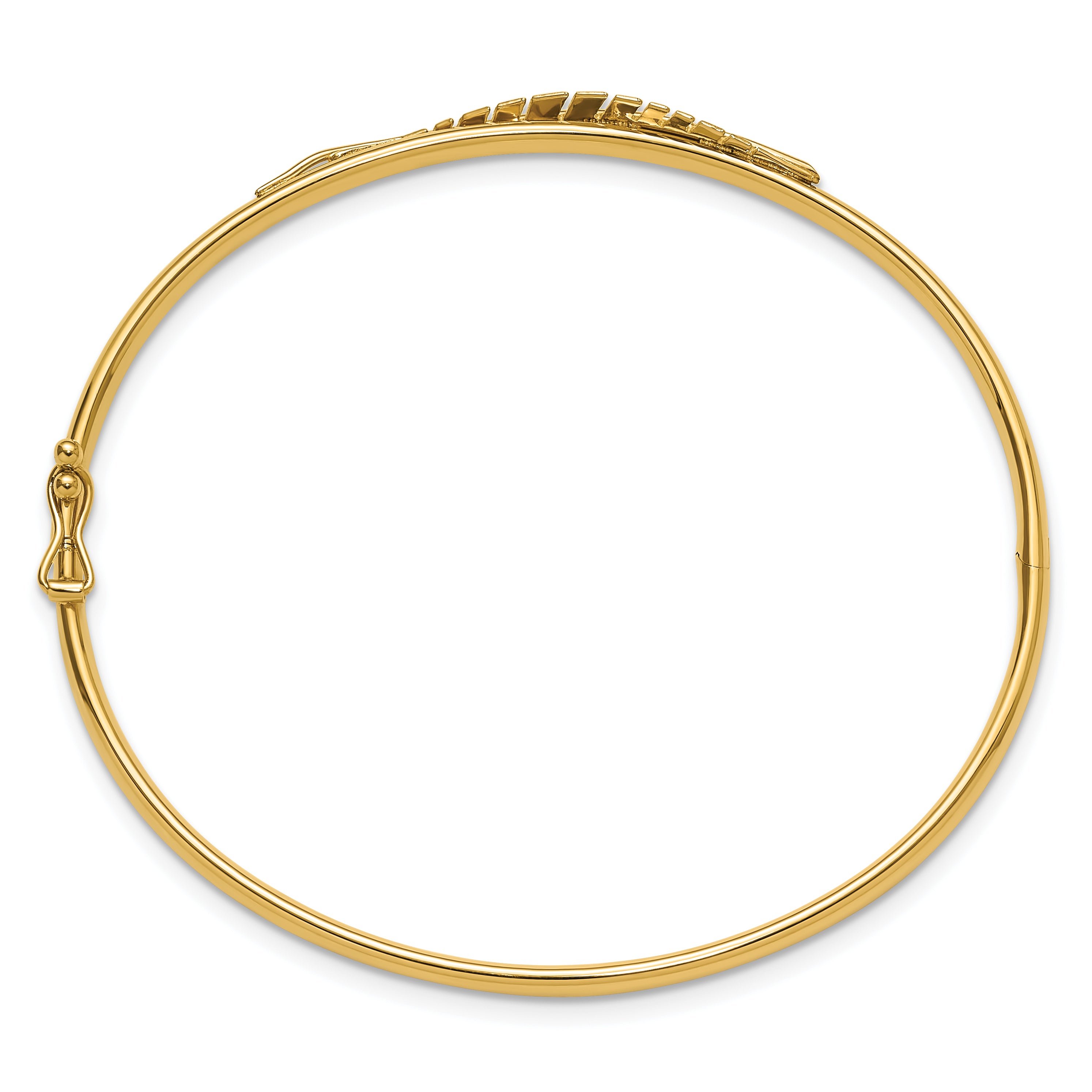 14K Polished Leaf Hinged Bangle Secondary image
